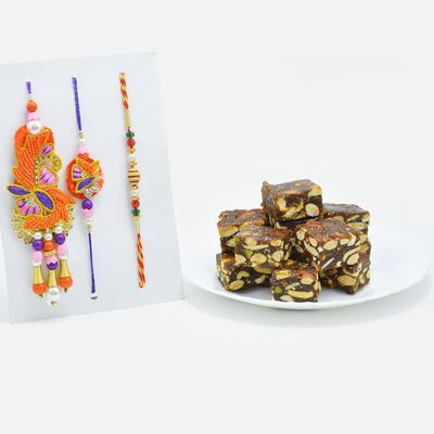 Buy Or Send Beautiful Bhaiya Bhabhi Rakhi And Om Rakhi Set Of 3 With