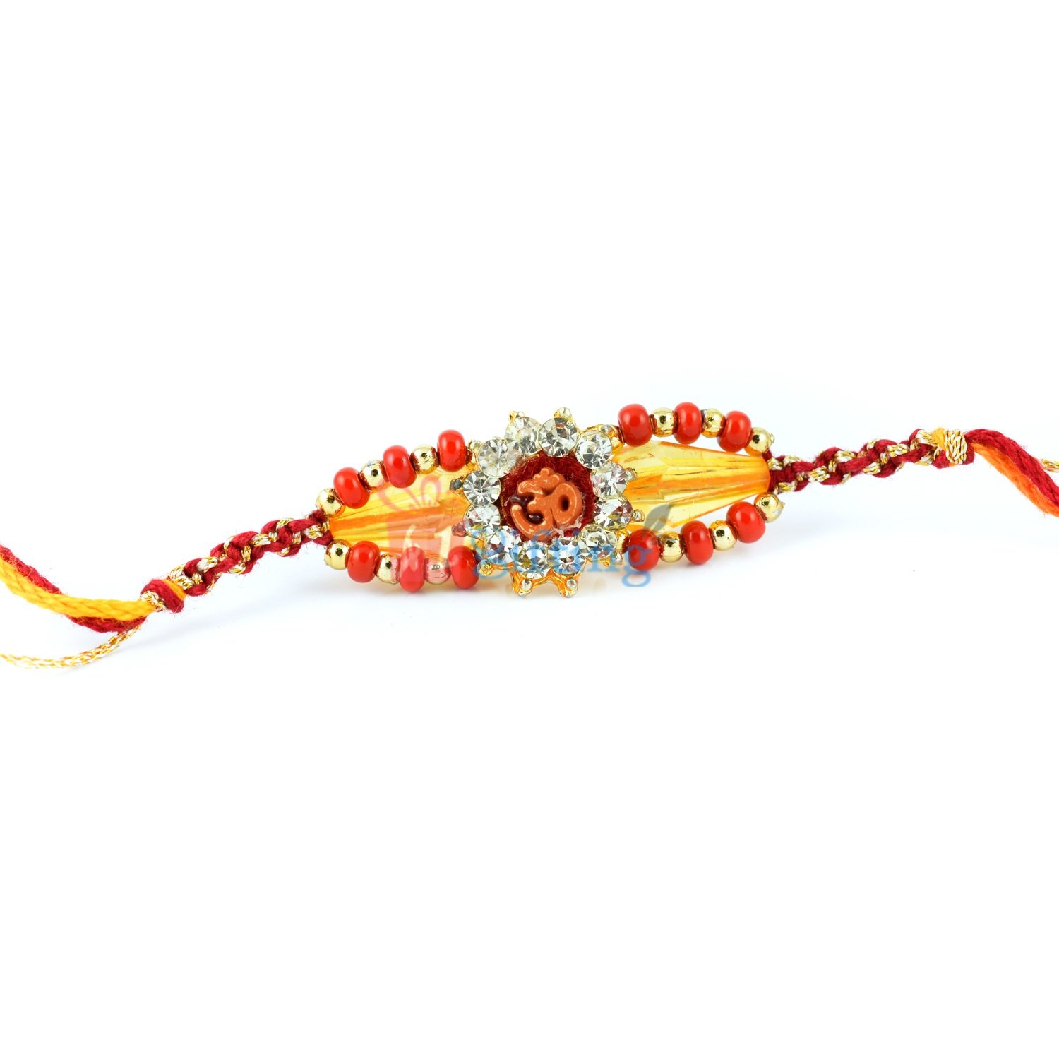 Alluring Om Dimaond Designer Rakhi with Beads