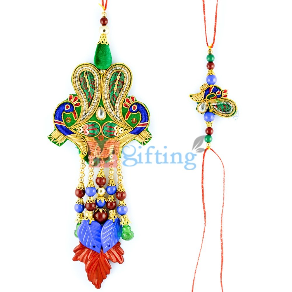 Marvellous Colorful Zardosi Beads Combo Rakhi Set