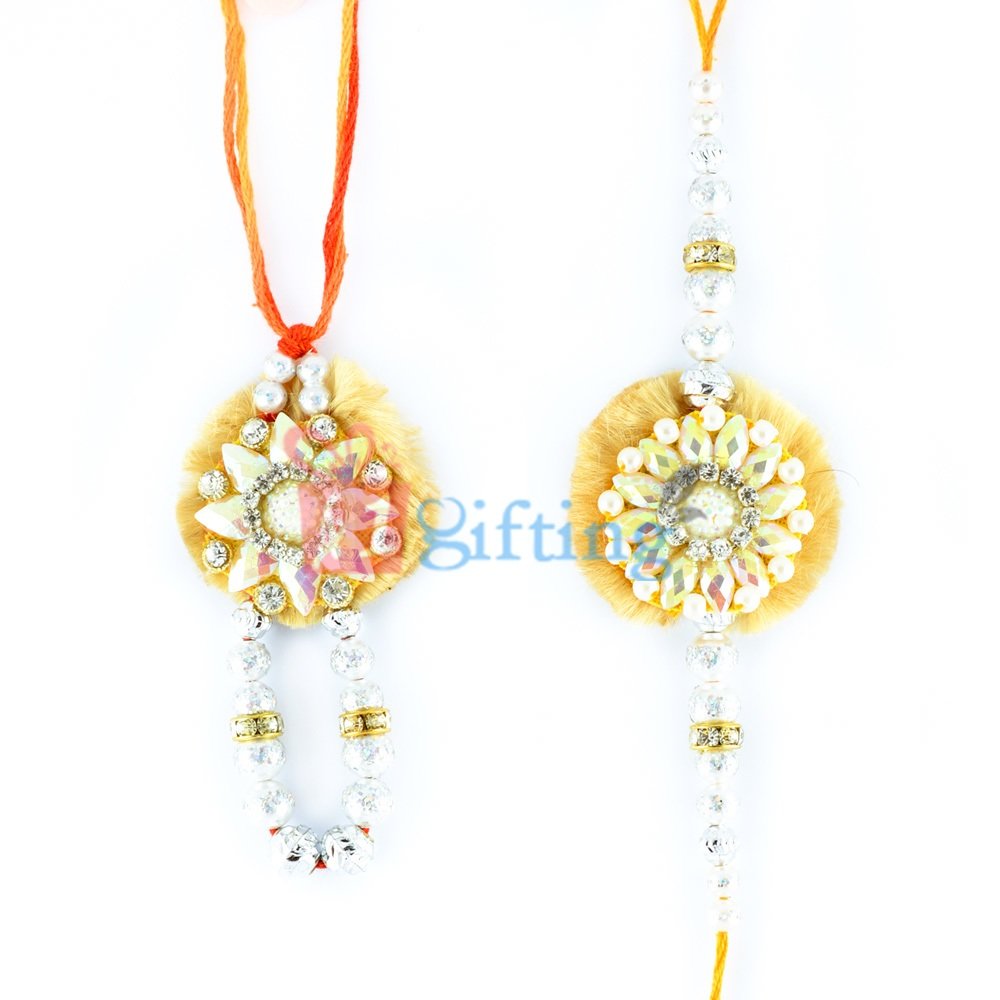 Perfect Combo of Silver Beads and Pearl Rakhi Set
