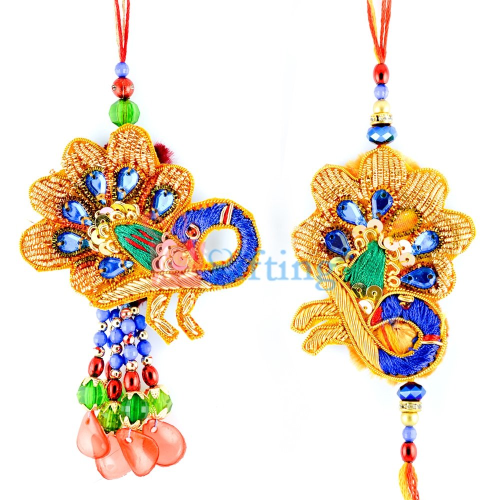Joy of Rakhi Colors Zari and Colourful Jewels Rakhi Set