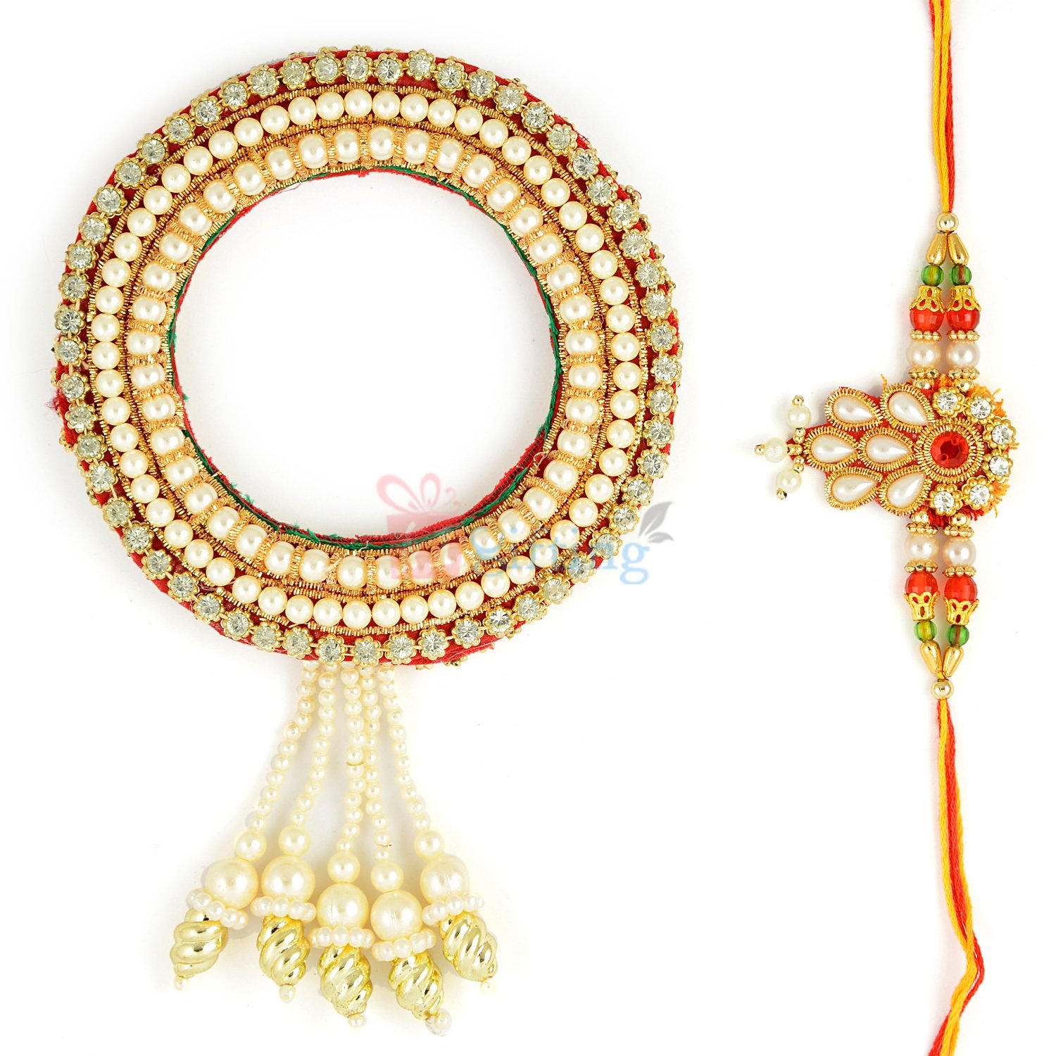 Glorious Pearl Bangle and Pearl Rakhi for Brother