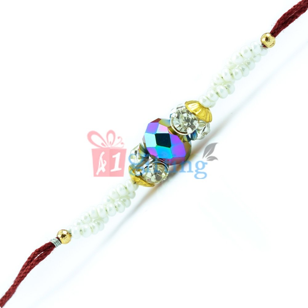 Impact of Color Bead and Diamond with Pearls Rakhi for Brother