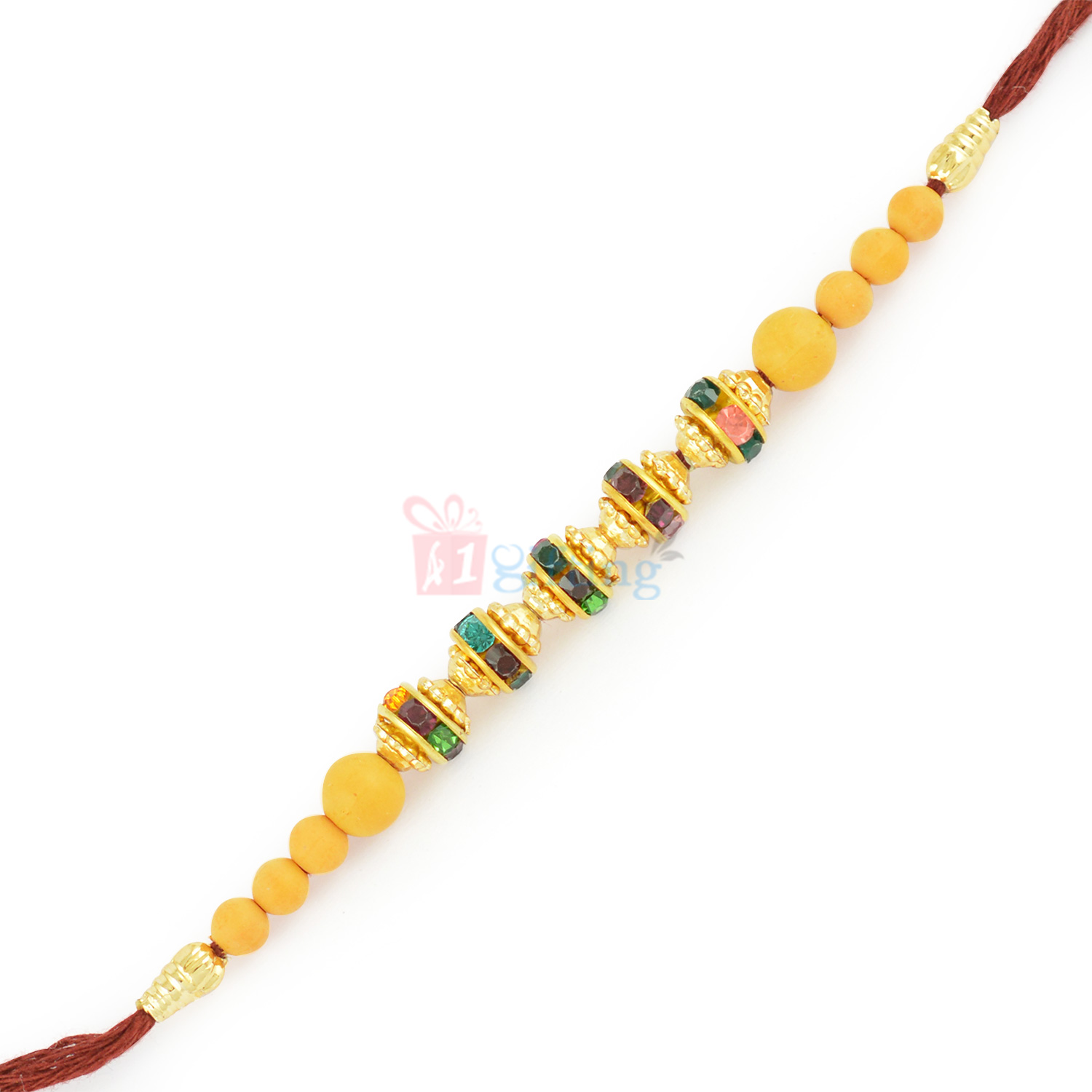 Awesome Meena Work Golden Touch Rakhi