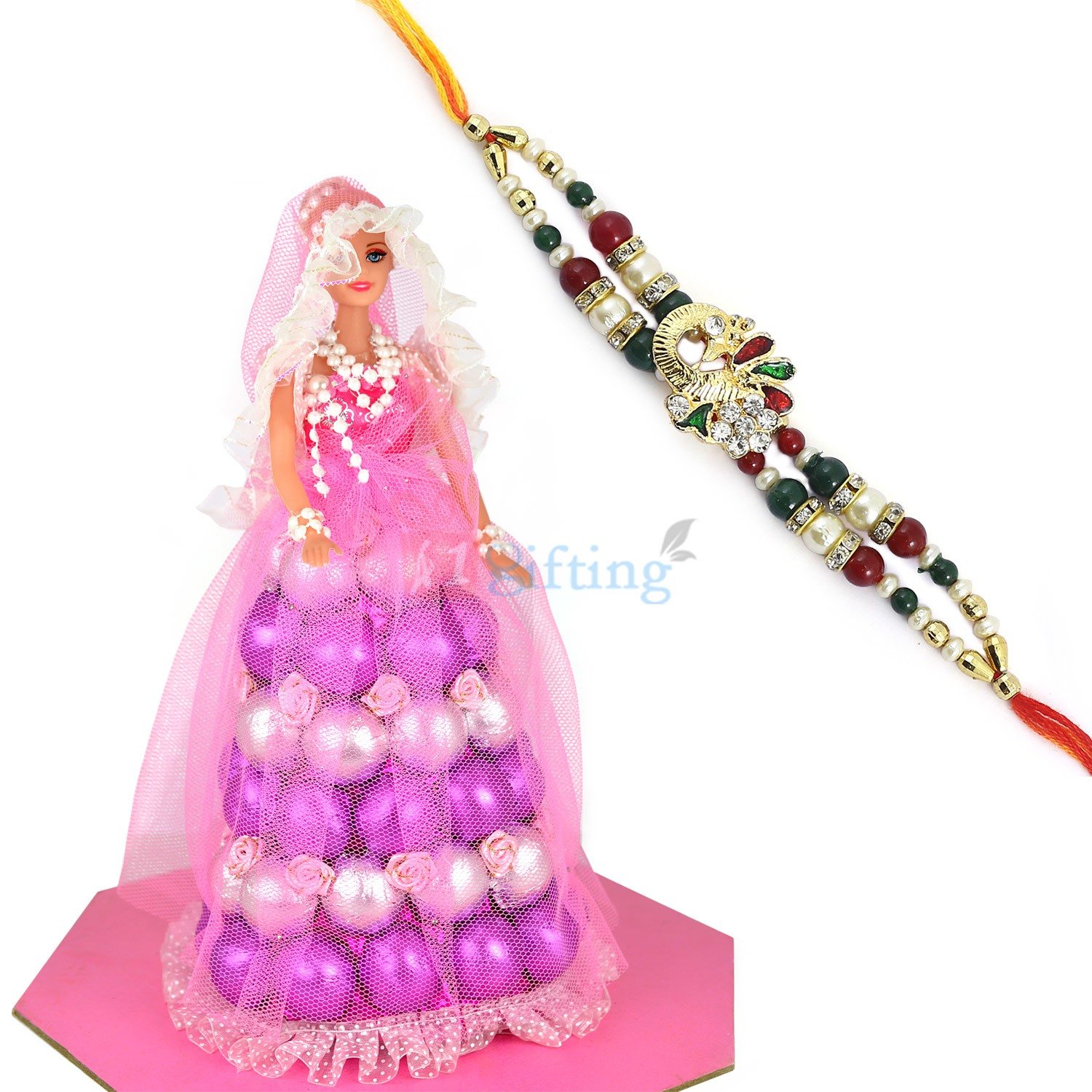 Chocolate Barbie Doll with Beautiful Rakhi for Brother