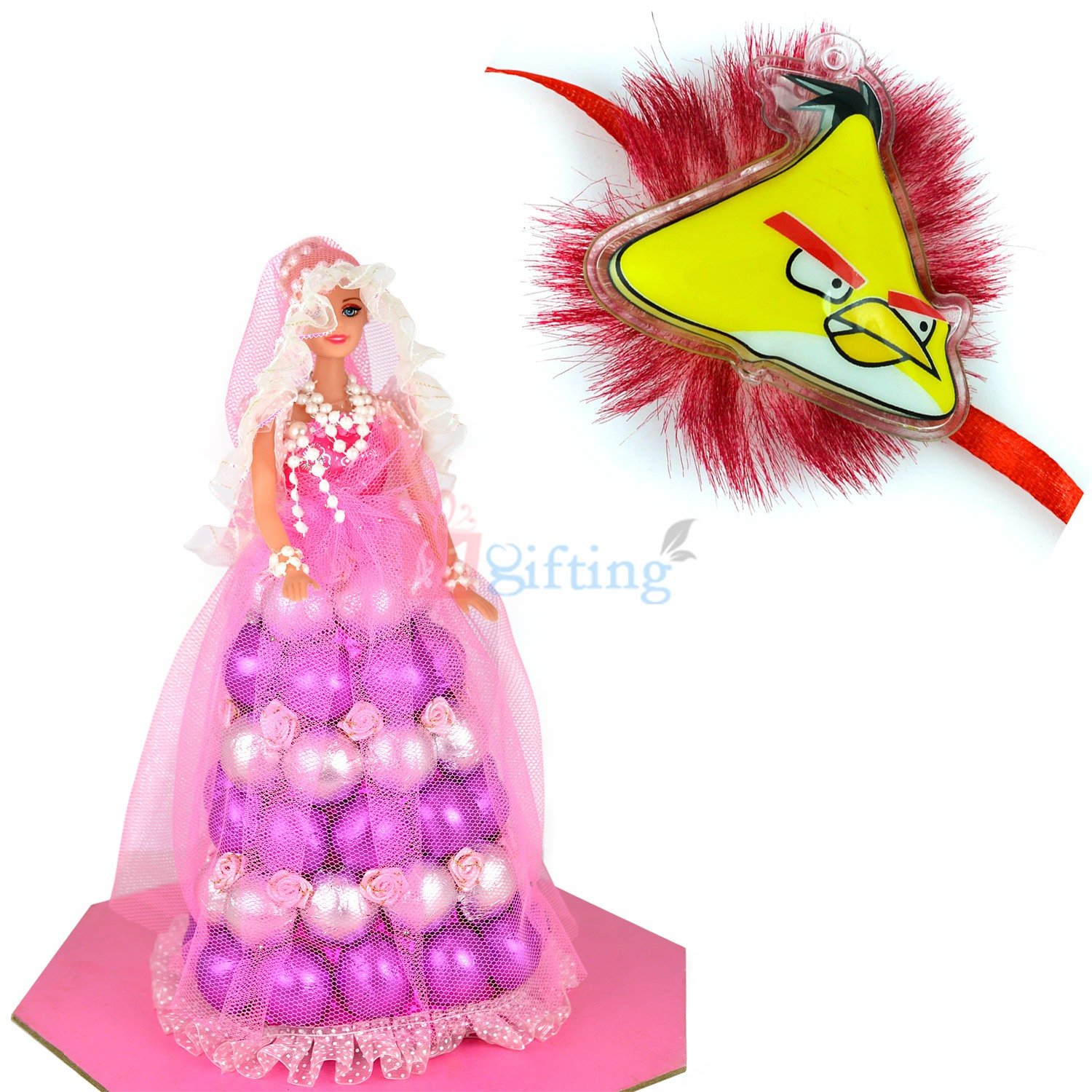 Angry Birds Rakhi for Kids with Chocolate Doll