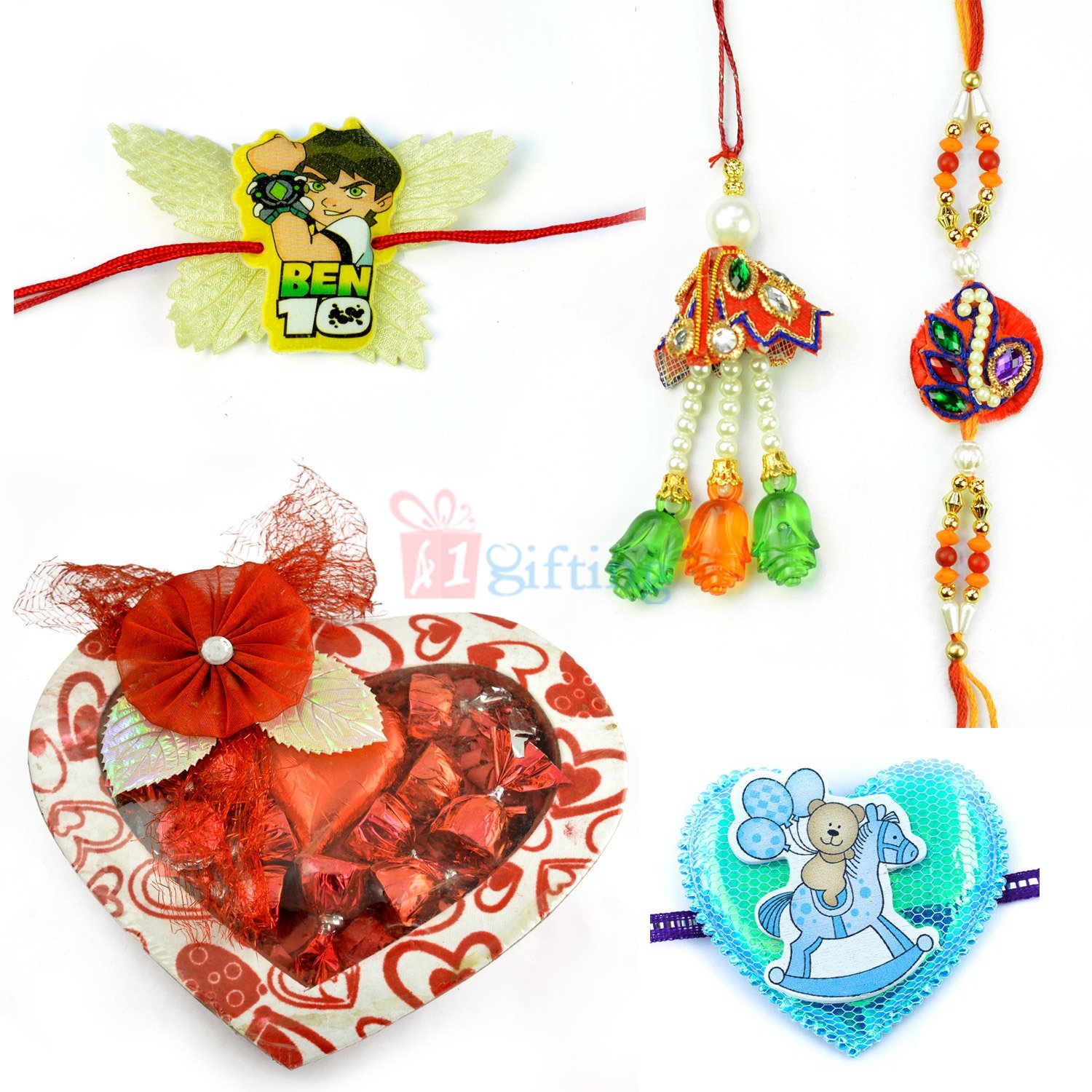 Amazing Rakhis with Heart Chocolate Gift for Brother