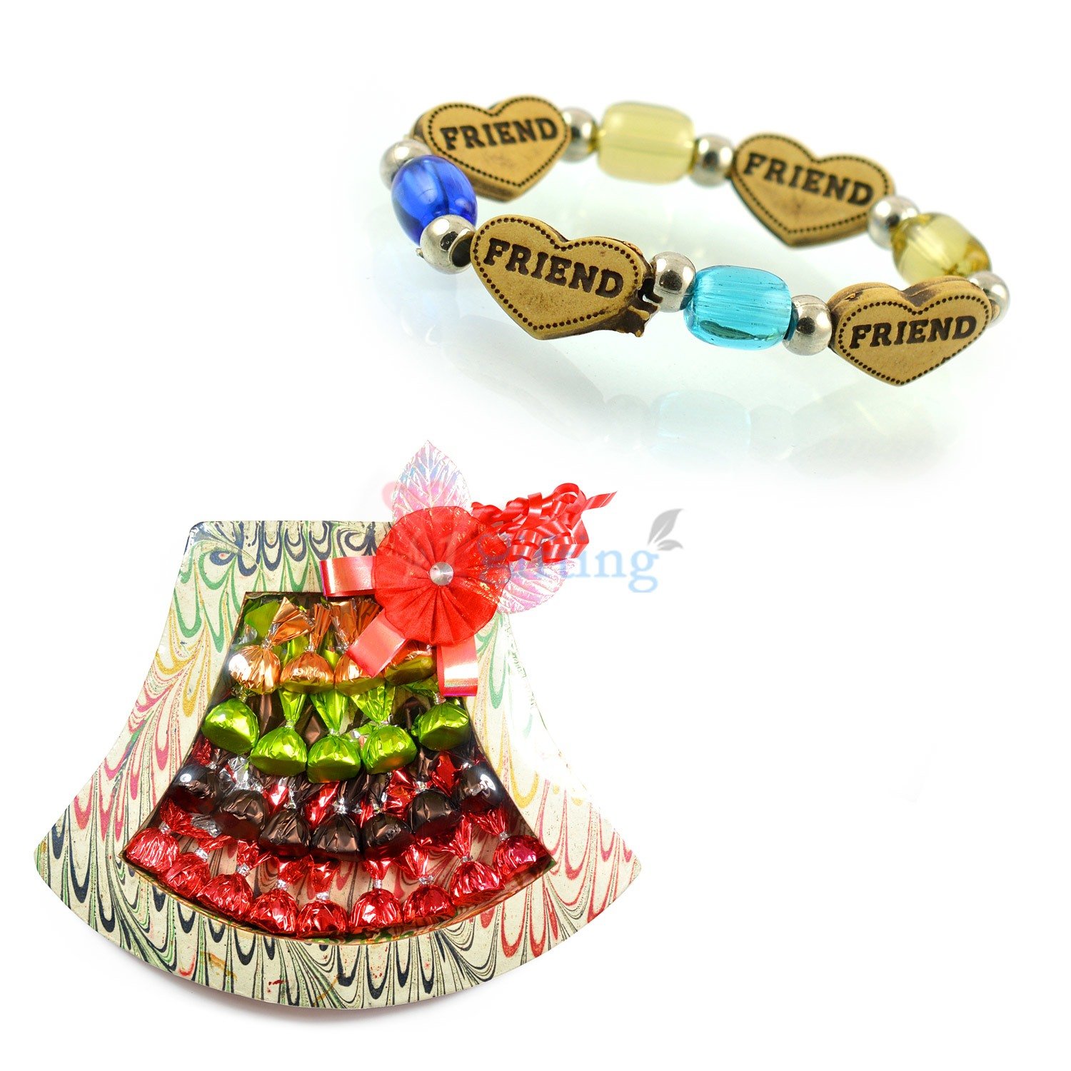 Beautiful Heart Friend Bracelet with Chocolate Bouquet