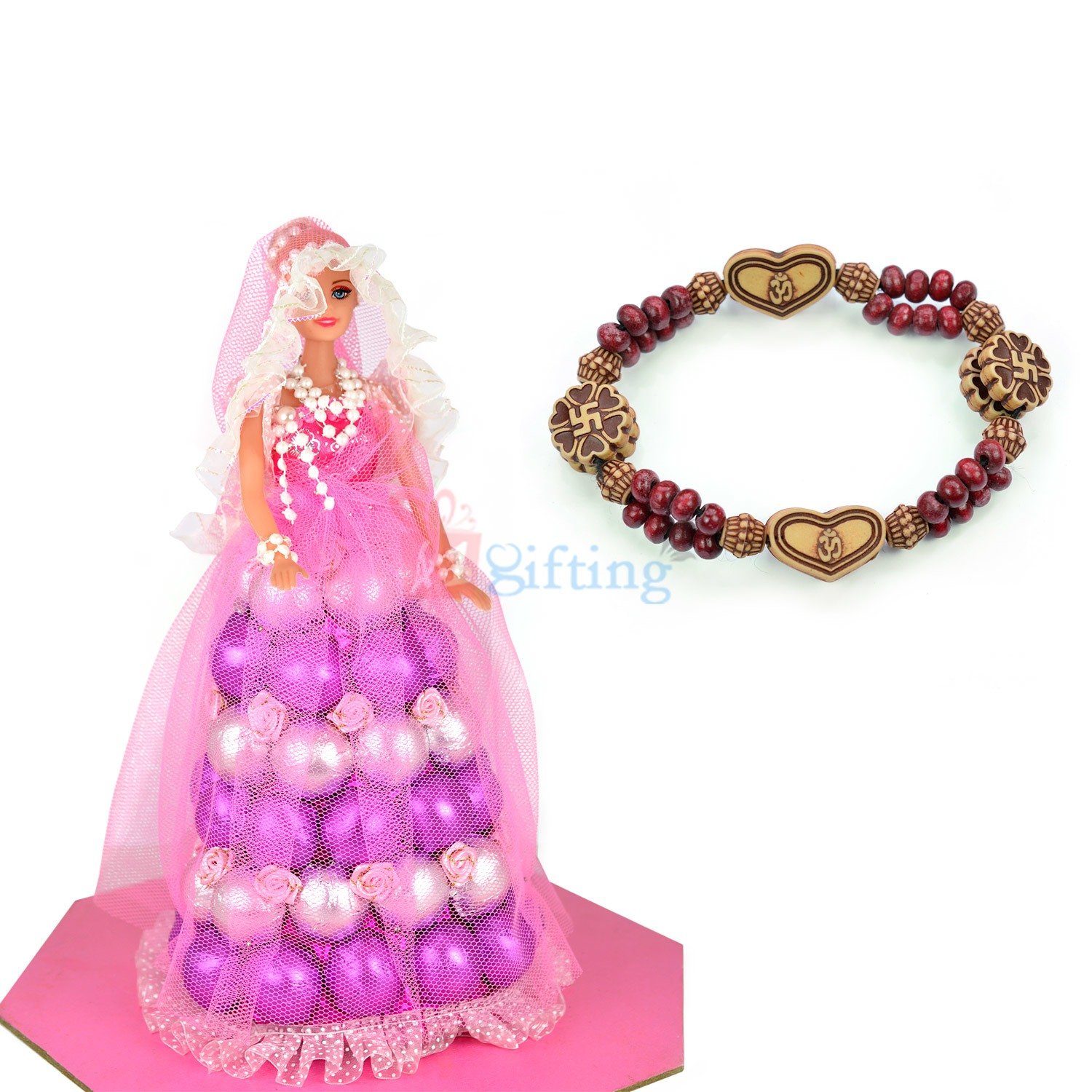 Om Swastik Bracelet with Chocolate Barbie Doll