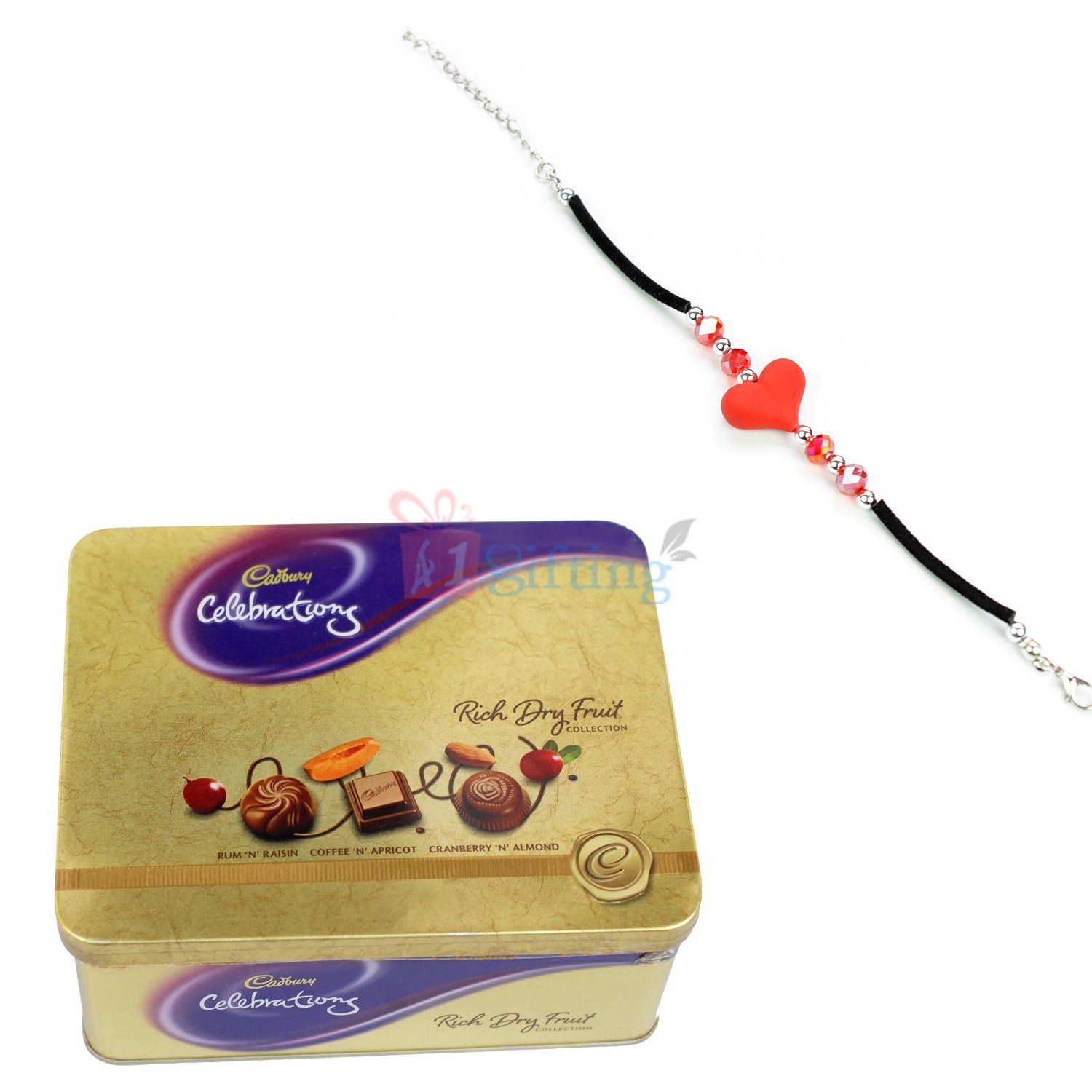 Cadbury Dry Fruit Chocolate Tin with Heart Bracelet Gift
