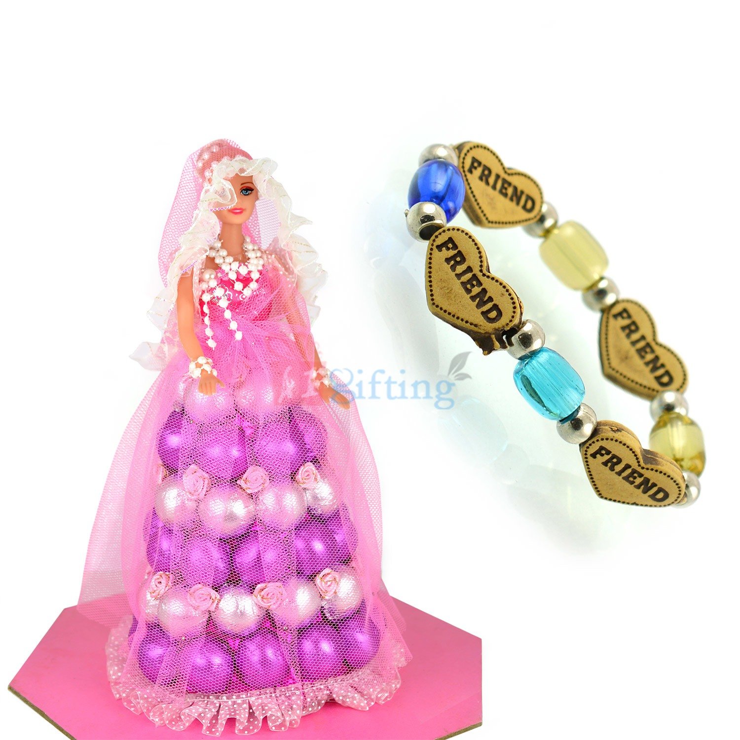 Beautiful Barbie Doll with Friend Heart Bracelet