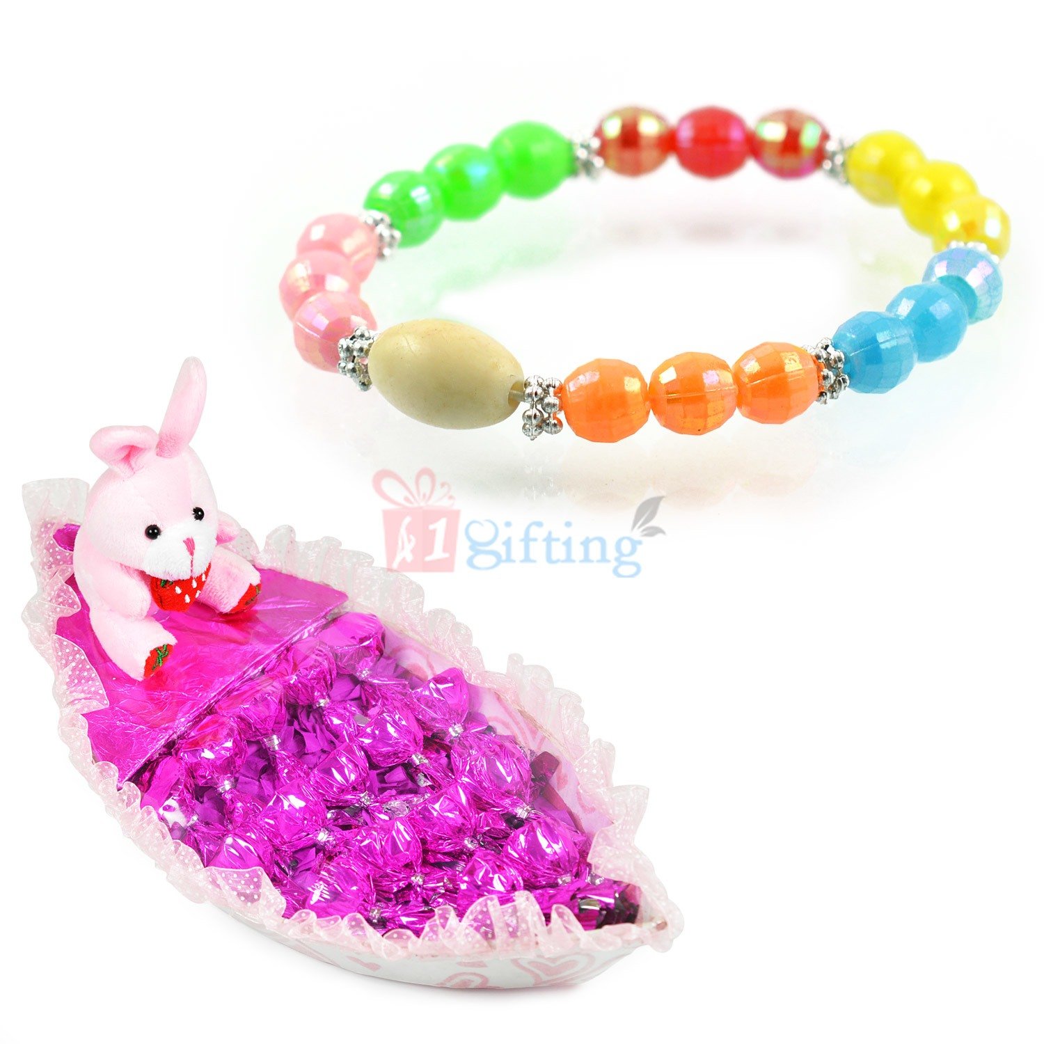 Eye Catching Multi Color Beads Bracelet with Chocolate Boat