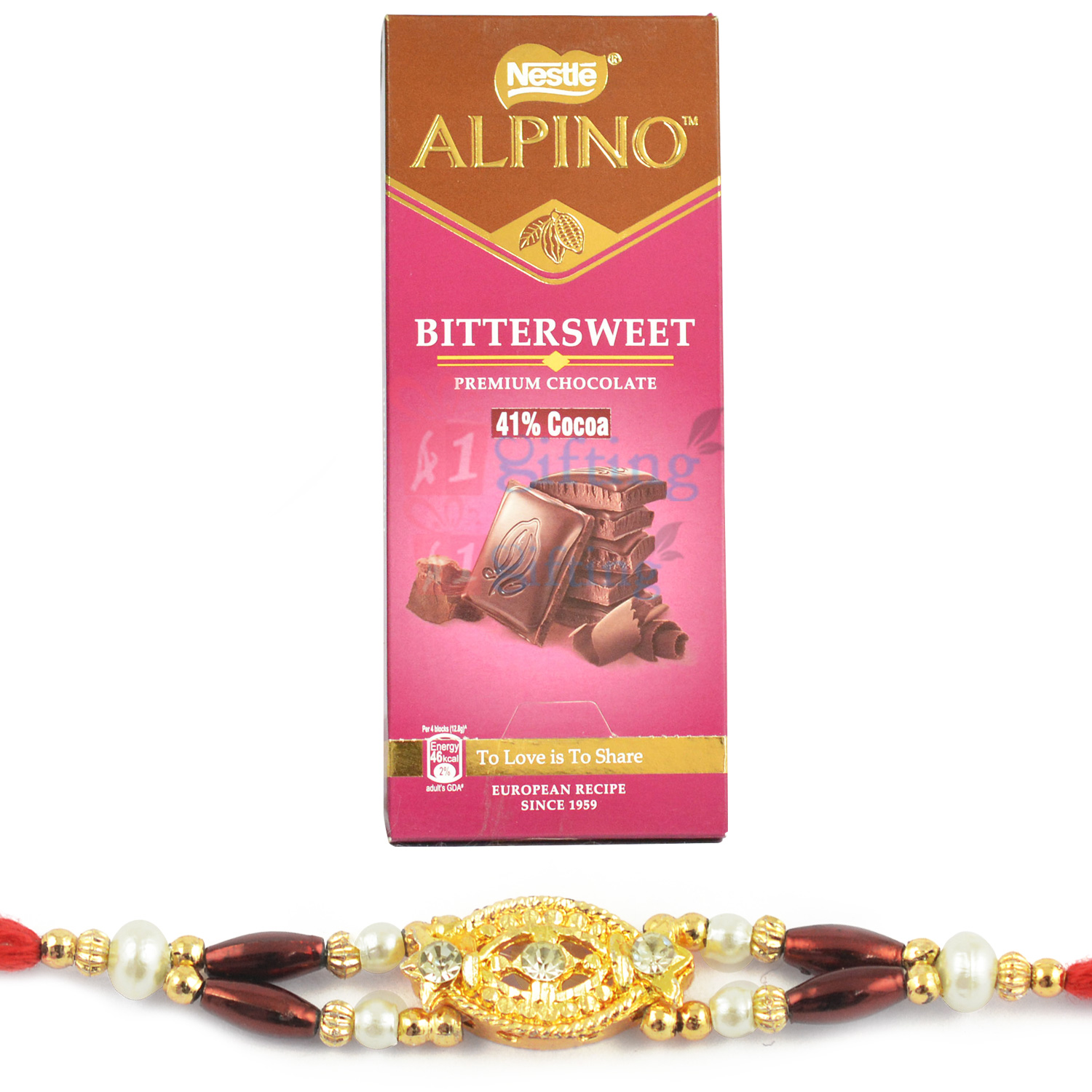 Nestle Alpino Bittersweet Chocolate with Exclusive Beads Rakhi