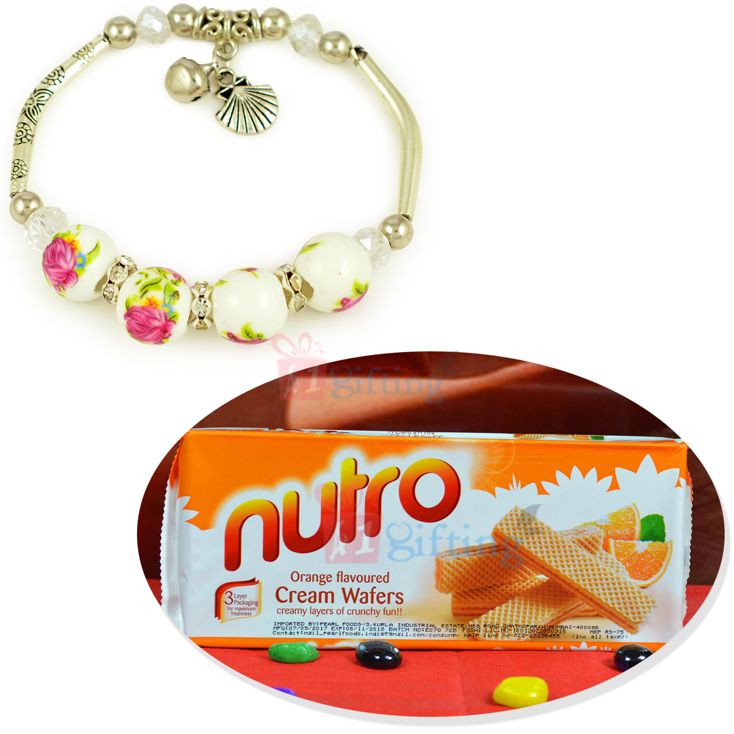 Nutro Orange Flavured Cream Wafers with Cats Eye Bracelet