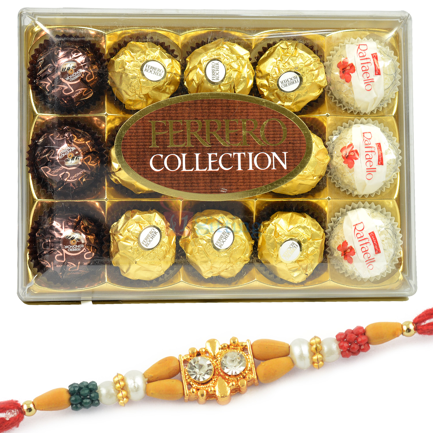 T-15 Rerrero Collection Chocolate Box with Designer Beads Rakhi