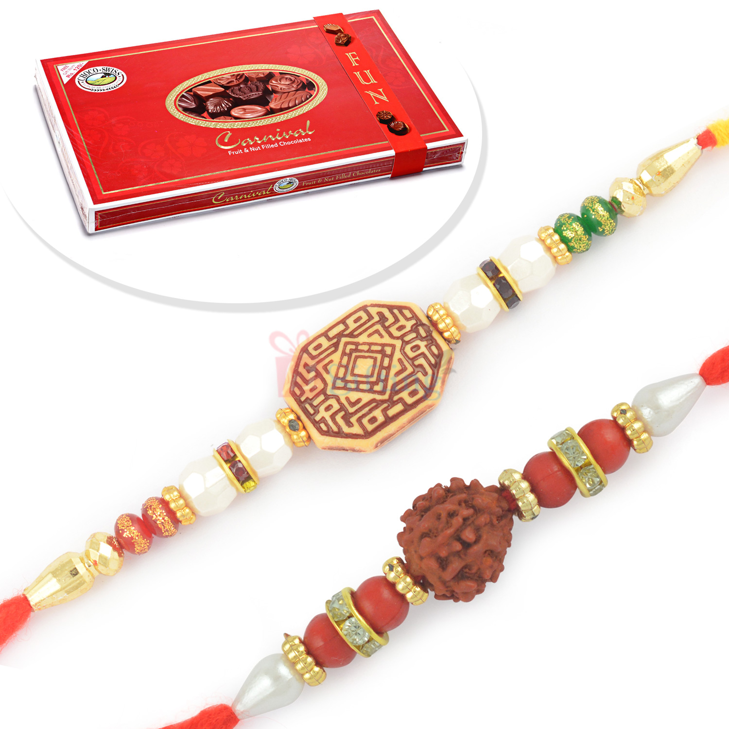 Exclusive Rakhi Pair for Brother with Carnival Choco Swiss
