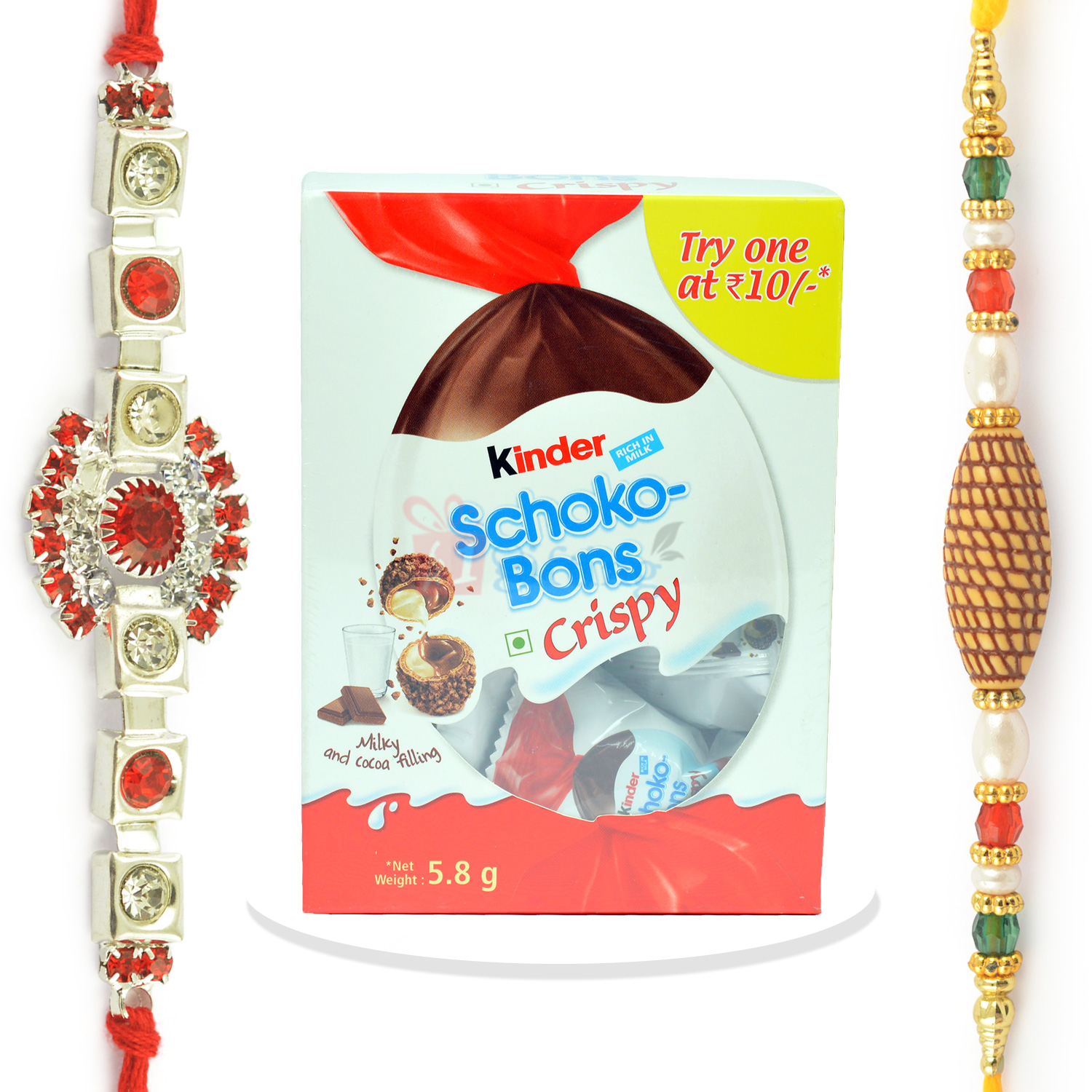 Kinder Schoko Bons Crispy With Diamond Beads Rakhi Set
