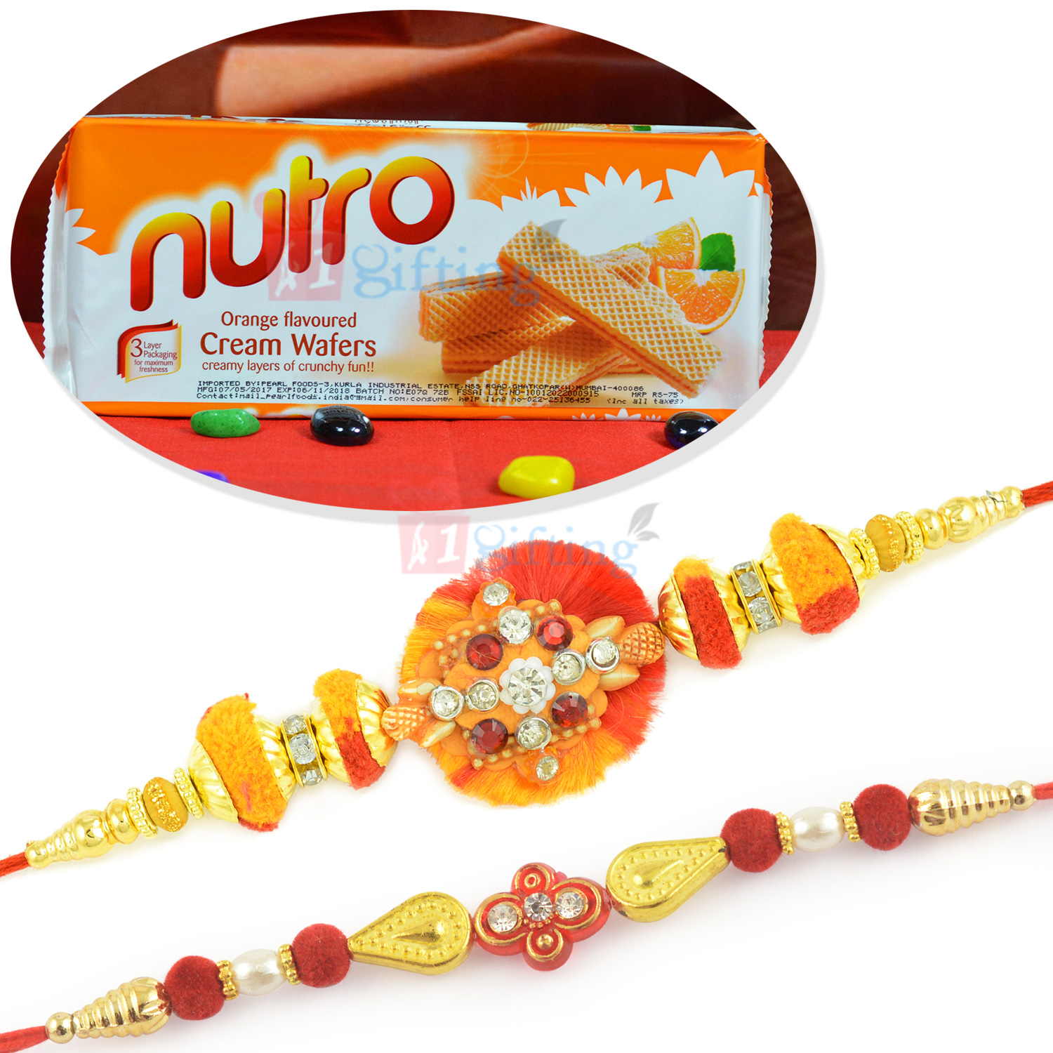 Nutro Cream Wafers with 2 Special Rakhi for Brother