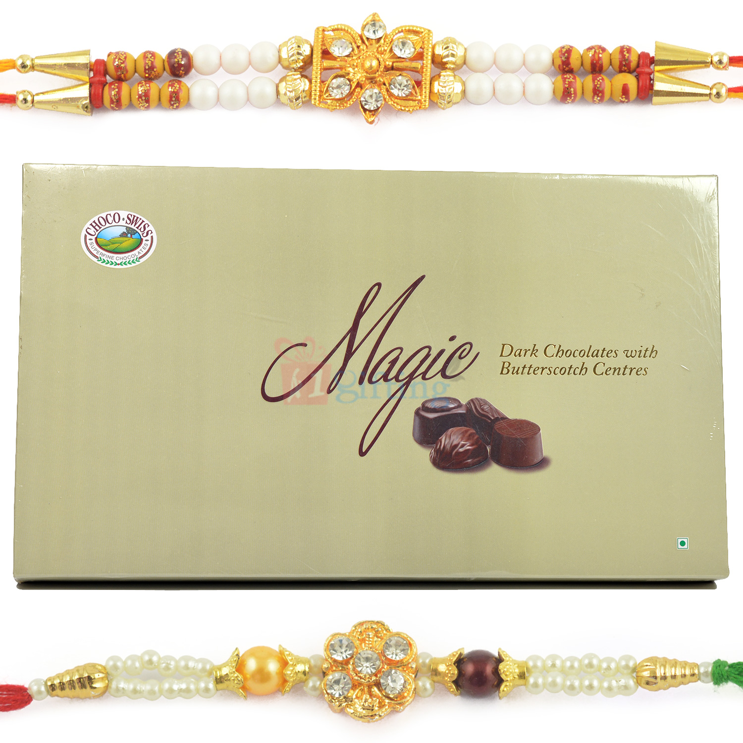 Magic Dark Chocolates with 2 Exclusive Brother Rakhis