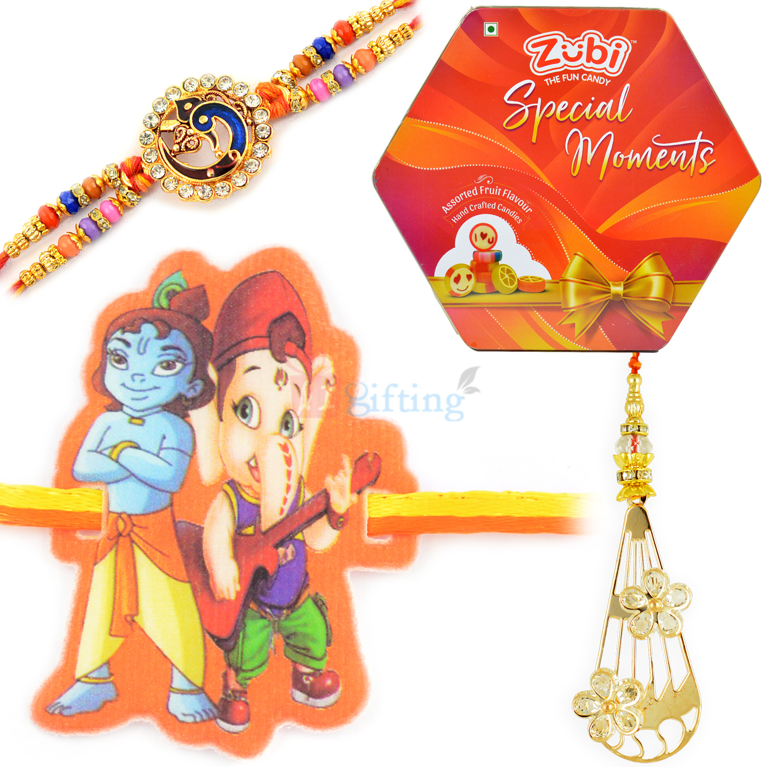 Zubi Special Moments Box with Lumba Brother and Kids Rakhi Set