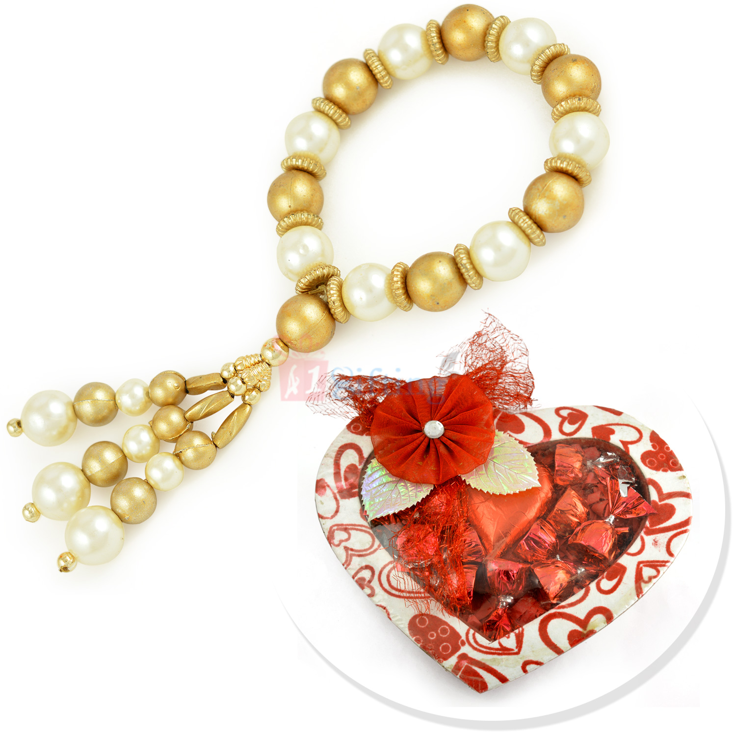 Handmade Heart Shape Chocolate with Awesome Pearl Beads Bracelet