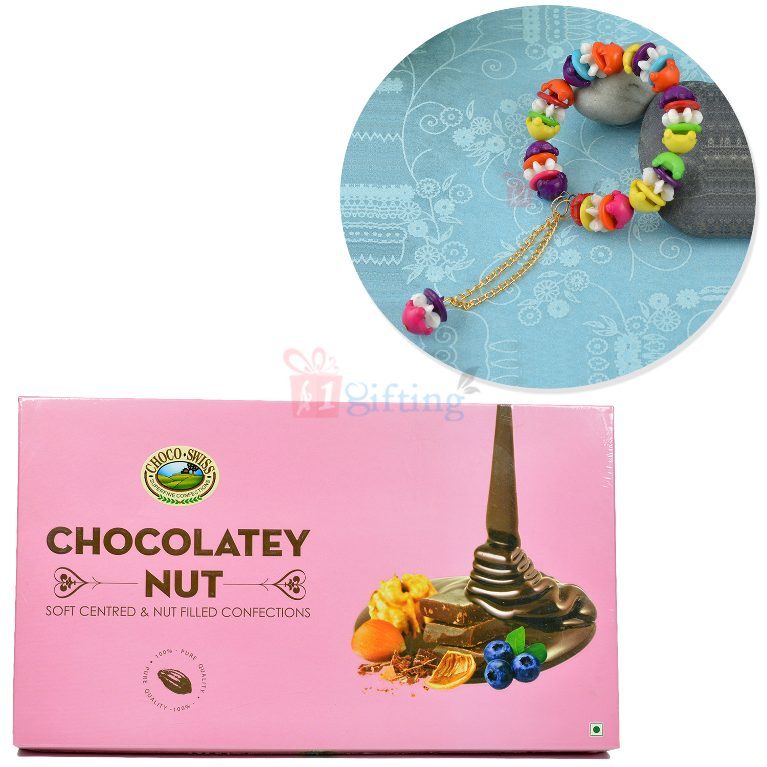 Chocolatey Nuts with Multi Color Designer Beads Bracelet