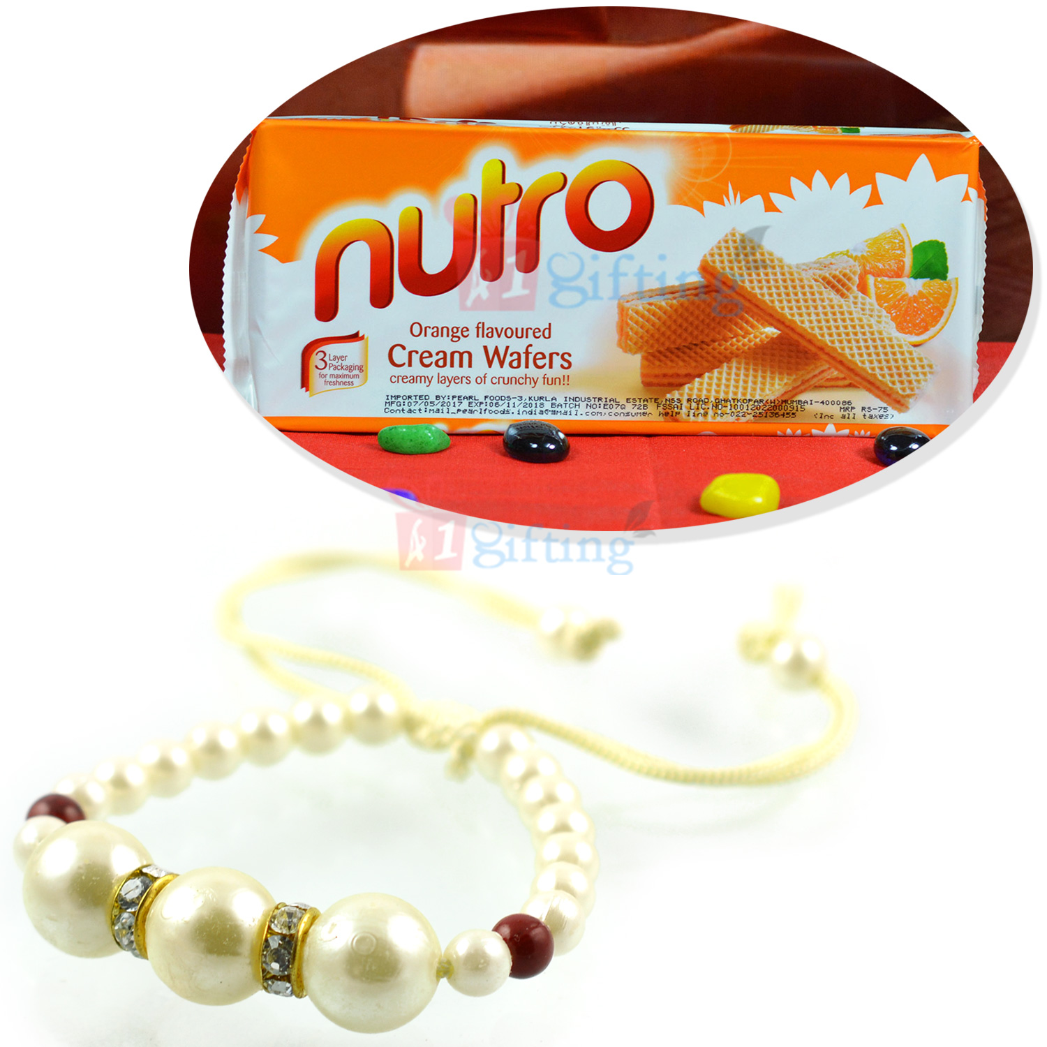 Nutro Cream Wafers with Pearl Bracelet