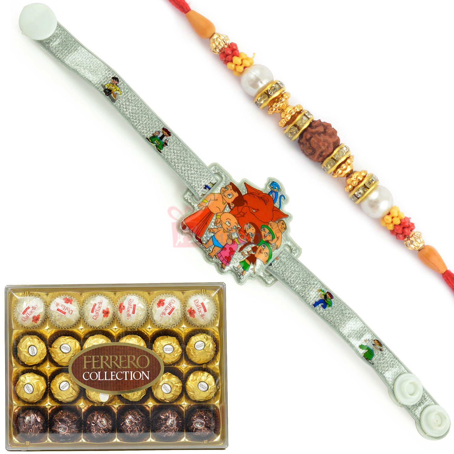 T24 Ferrero Rocher Pack with Brother and Kids Rakhi Hamper