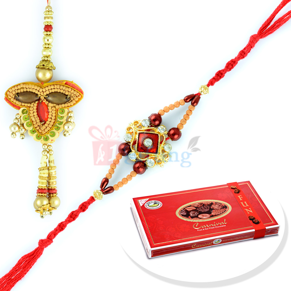 Carnival Nut and Fruits Chocolate Pack with Awesome Pair Rakhi