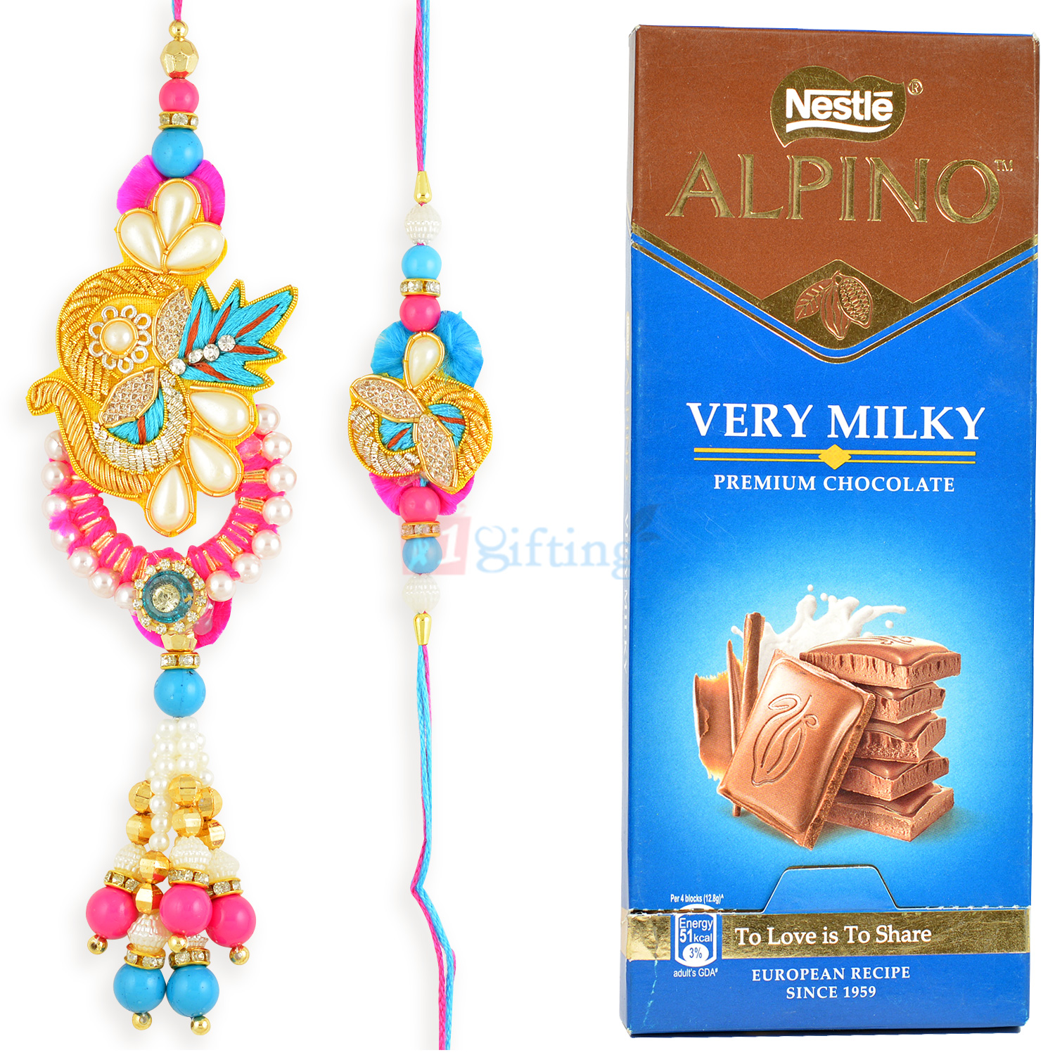 Nestle Very Milky Chocolate with Zari Pair Rakhi
