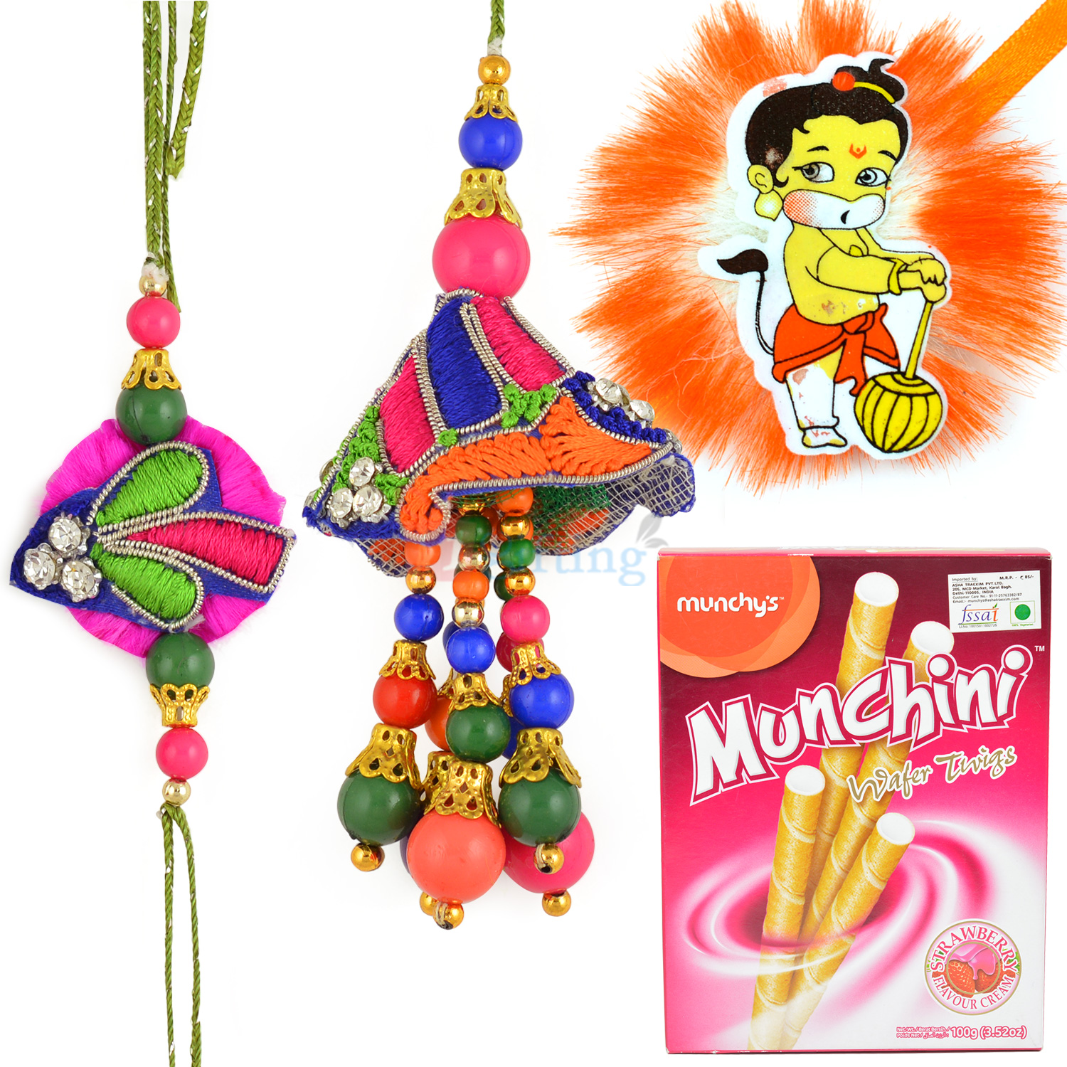 Munchini Wafer with Traditional Pair and Kids Rakhi