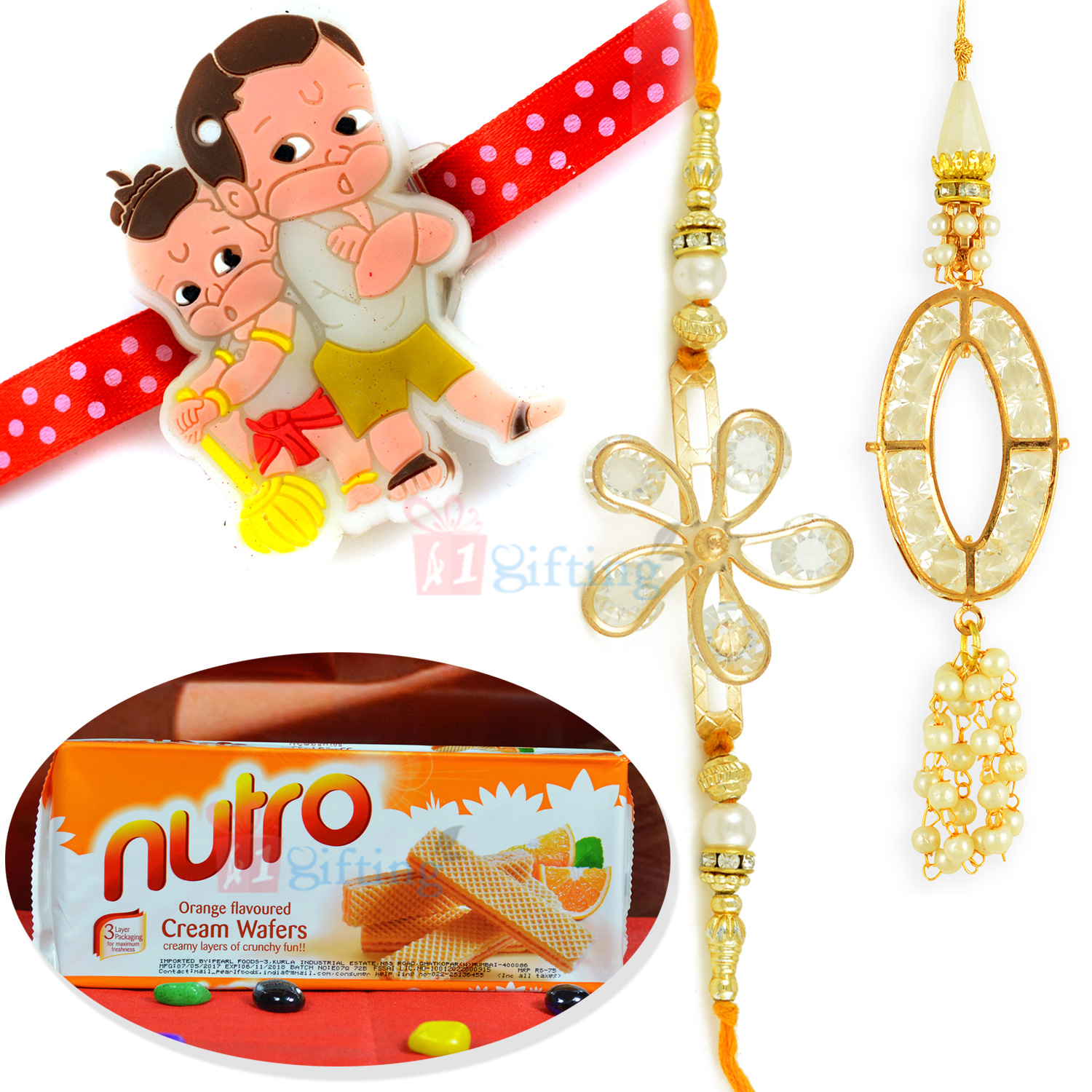 Nutro Wafers with Pair and Baal Hanuman Kids Rakhi
