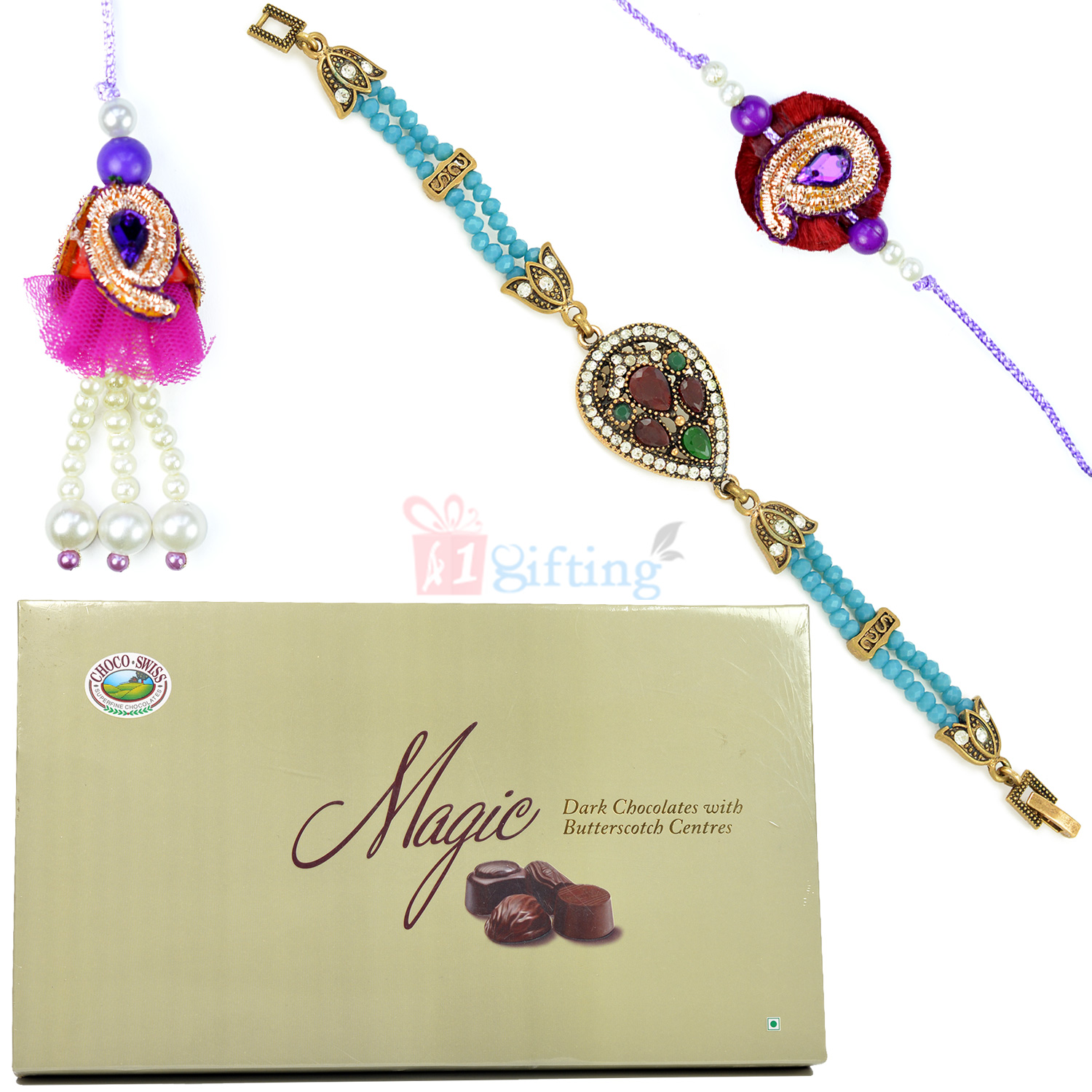 Magic Chocolate Pack with Awesome 3 Rakhi Set