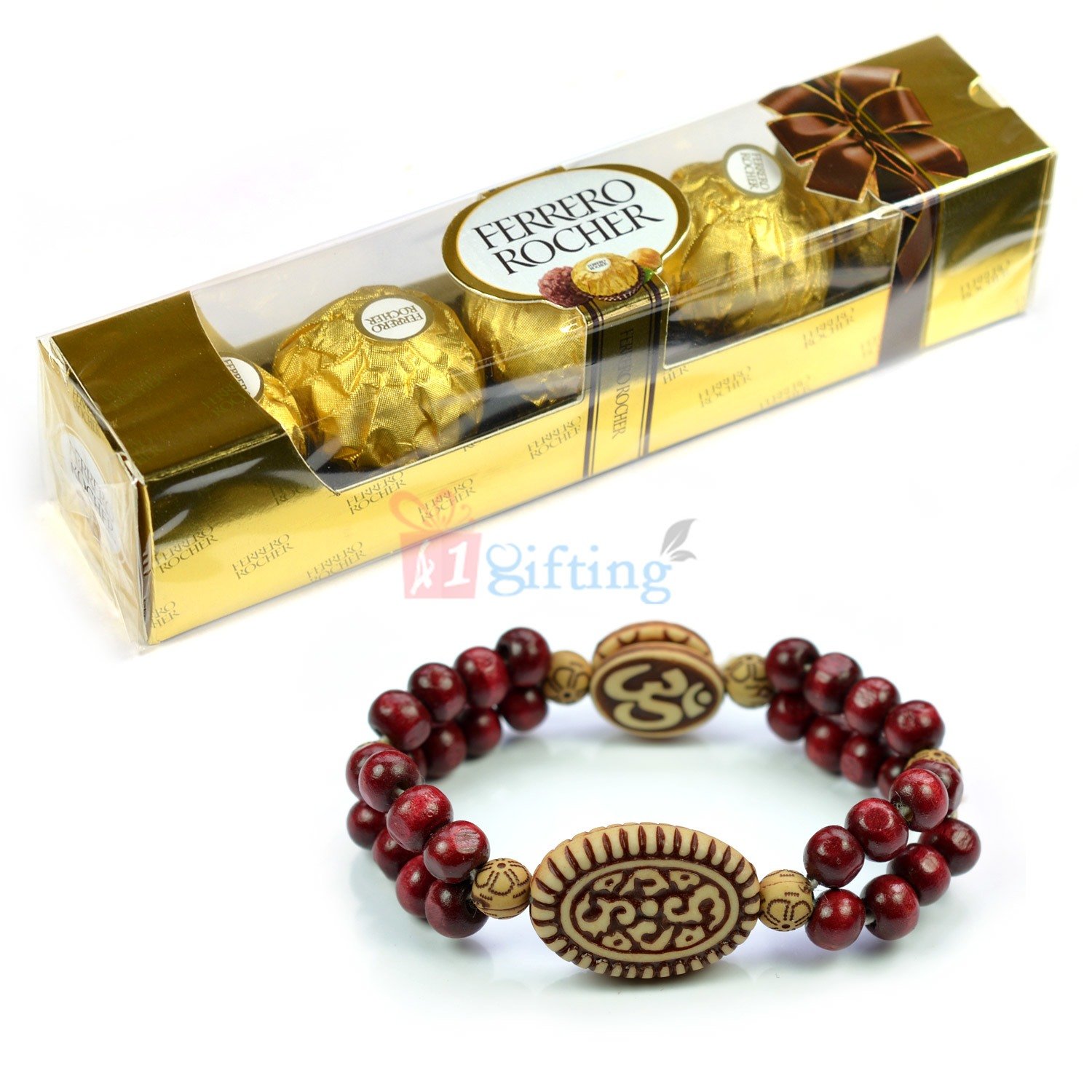 Om Bracelet with Ferrero Rocher 4 Pcs Chocolate Hamper