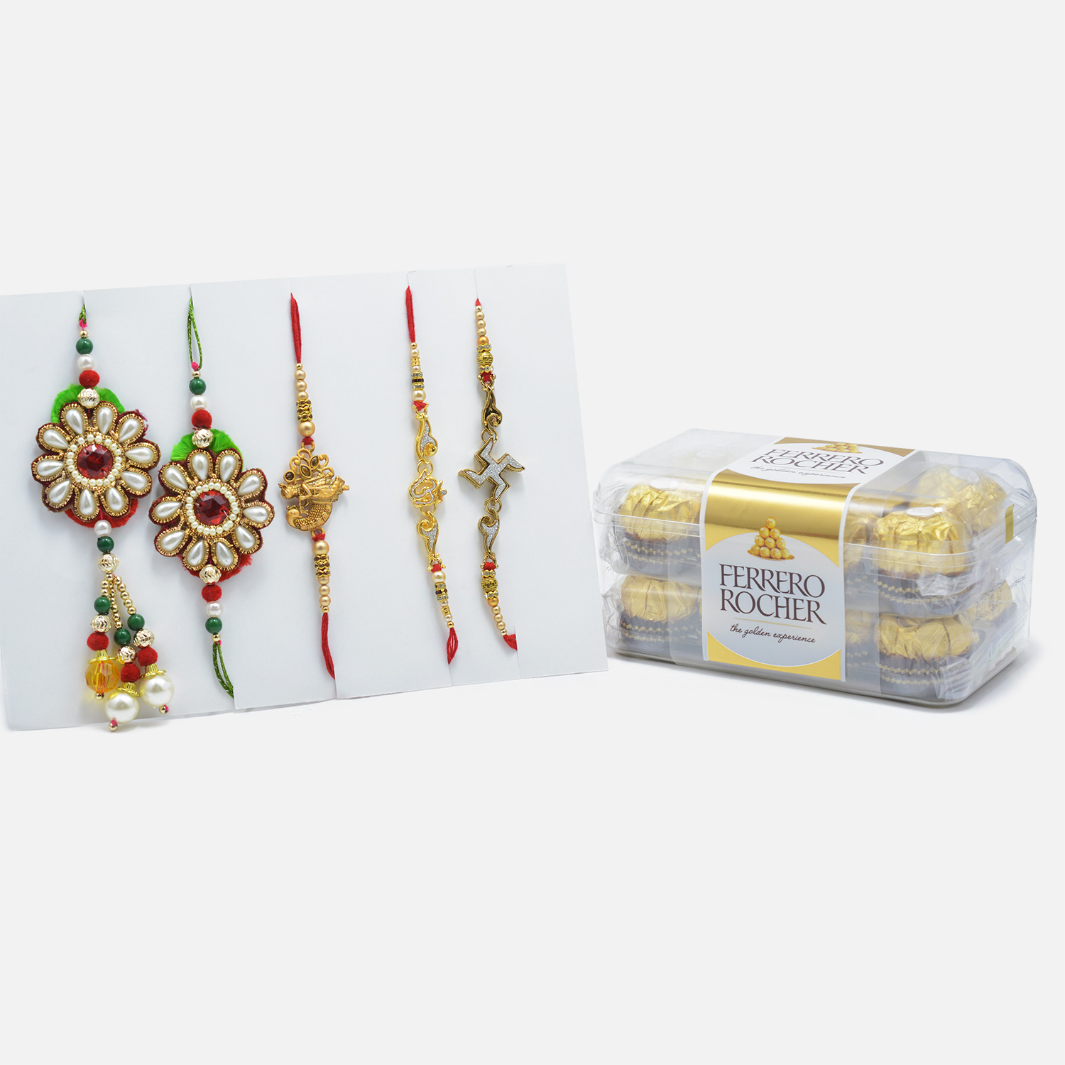 Beautiful Rakhi Set with Tempting Ferrero Rochers Chocolates