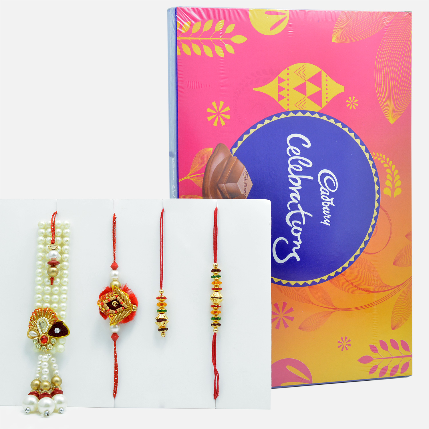 Elegant Pair of 2 Bhaiya-Bhabhi Rakhi with Tempting Cadbury Celebration