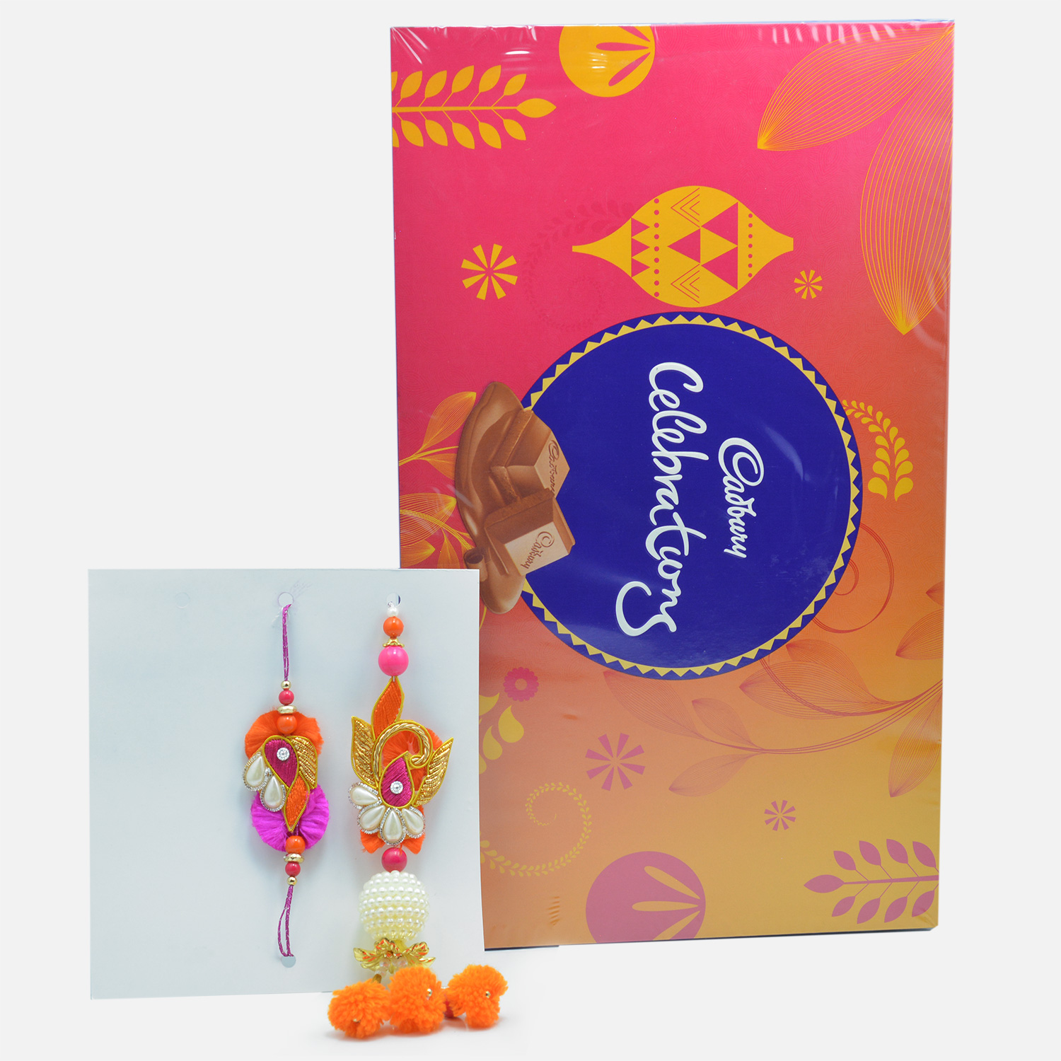 Traditional Bhaiya-Bhabhi Rakhi Set with Tempting Cadbury Celebration