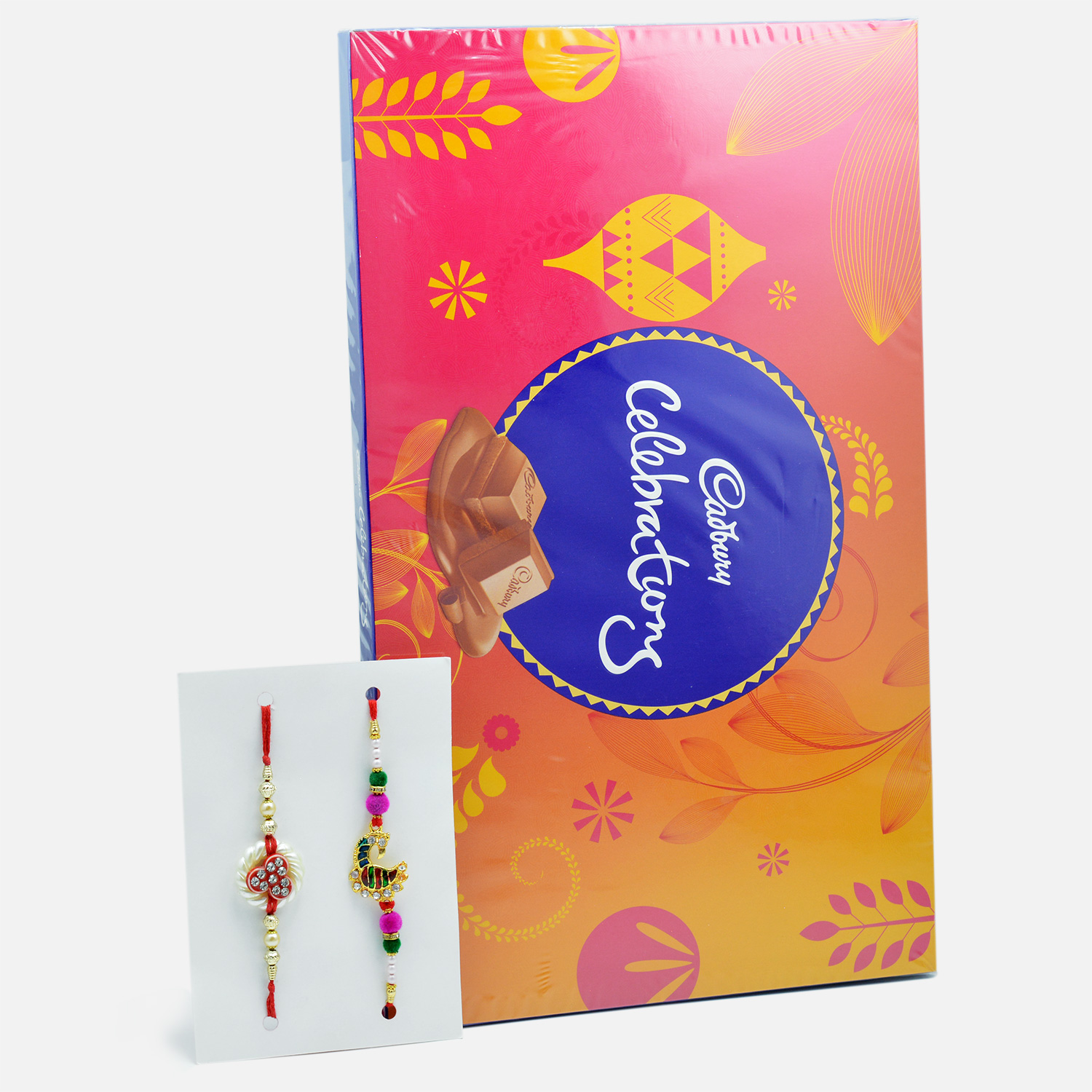 Colourful Rakhi Set of 2 with Cadbury Celebration