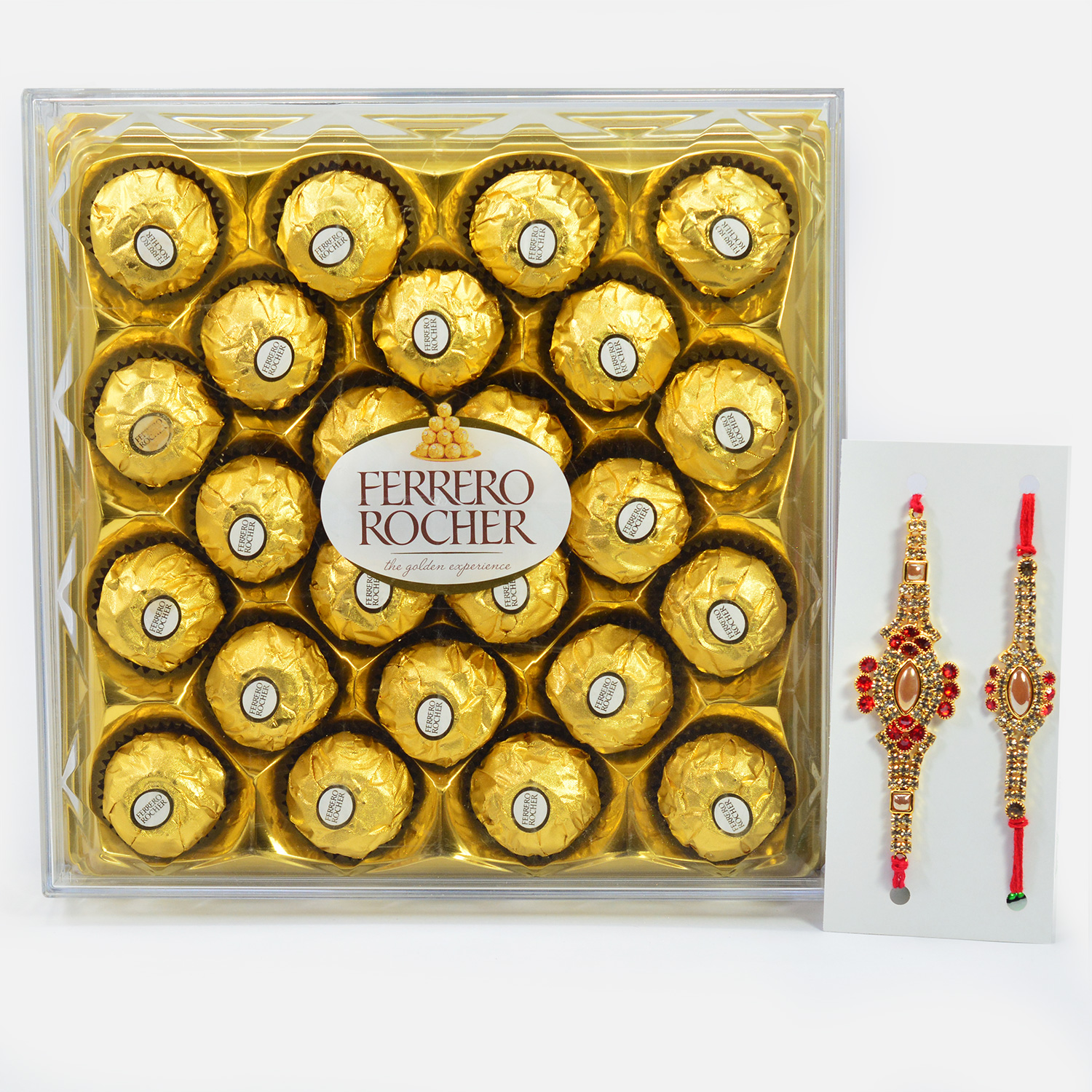 Two Jewel Amazing Looking Brother Rakhis with 24 Pc Ferrero Rocher Chocolate