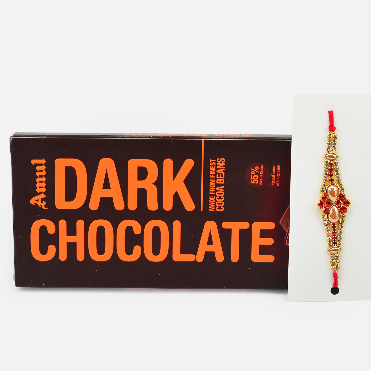 Amul Dark Chocolate with Rakhi of Jewels for Brother