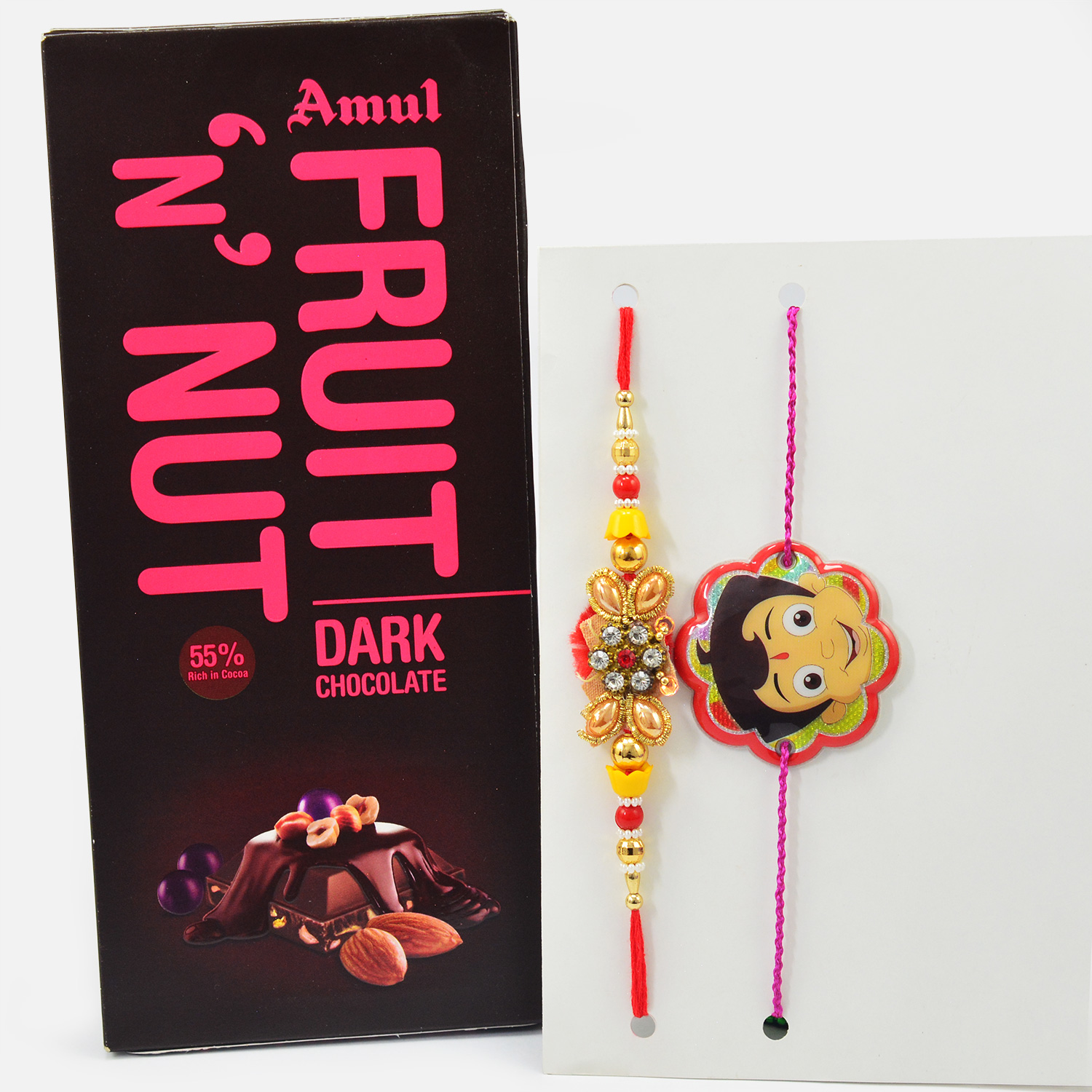 Amul Fruit N Nut Chocolate with Kid and Zardosi Bhai Rakhi