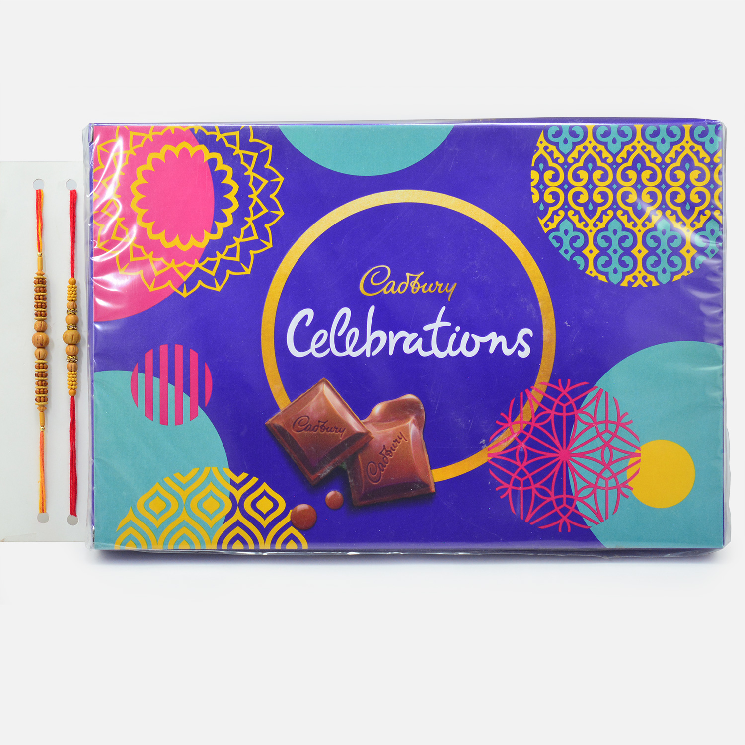 Two Brother Sandalwood Rakhis with Cadbury Celebration Small Pack Chocolate