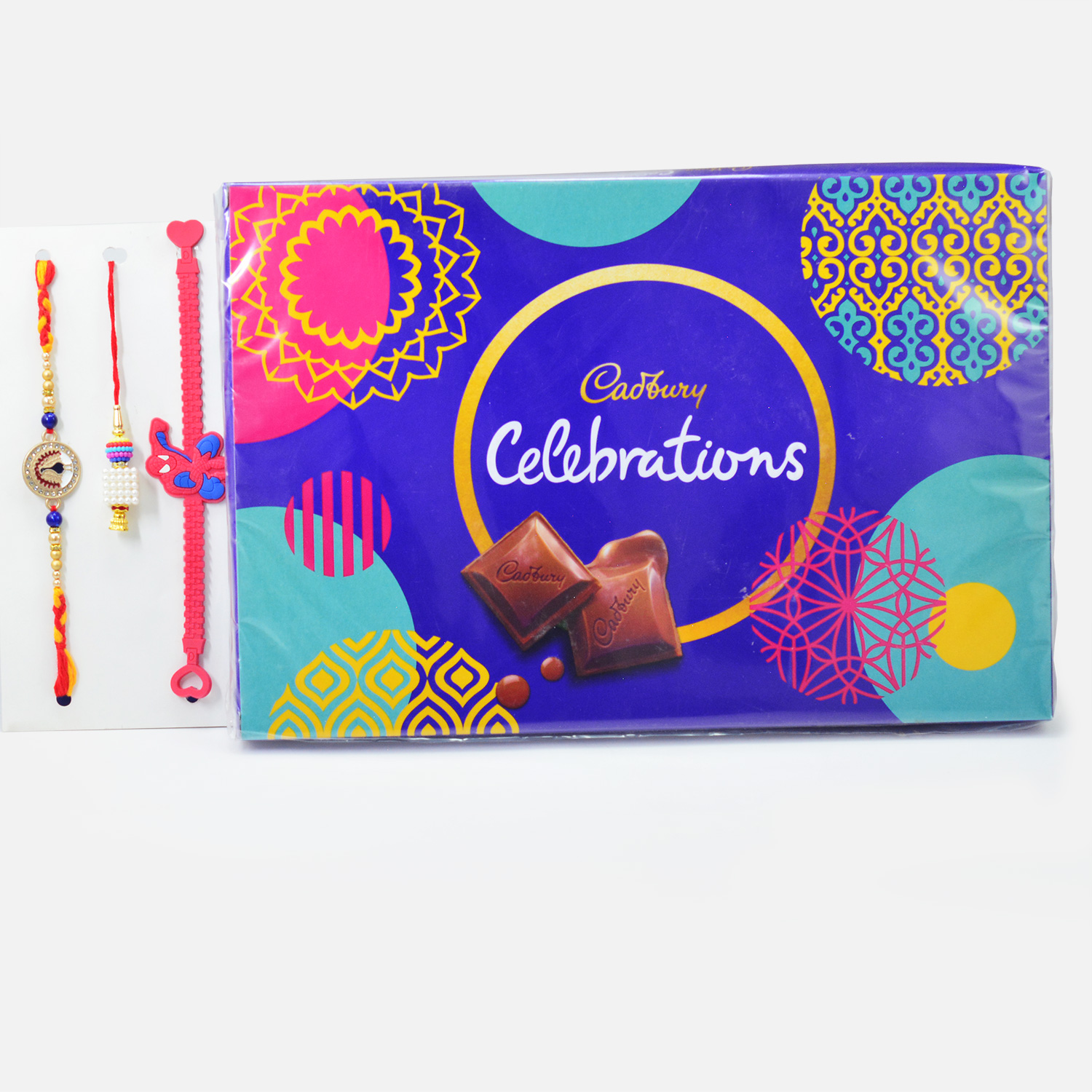 Family Rakhis Set with Small Pack of Dairy Milk Celebration