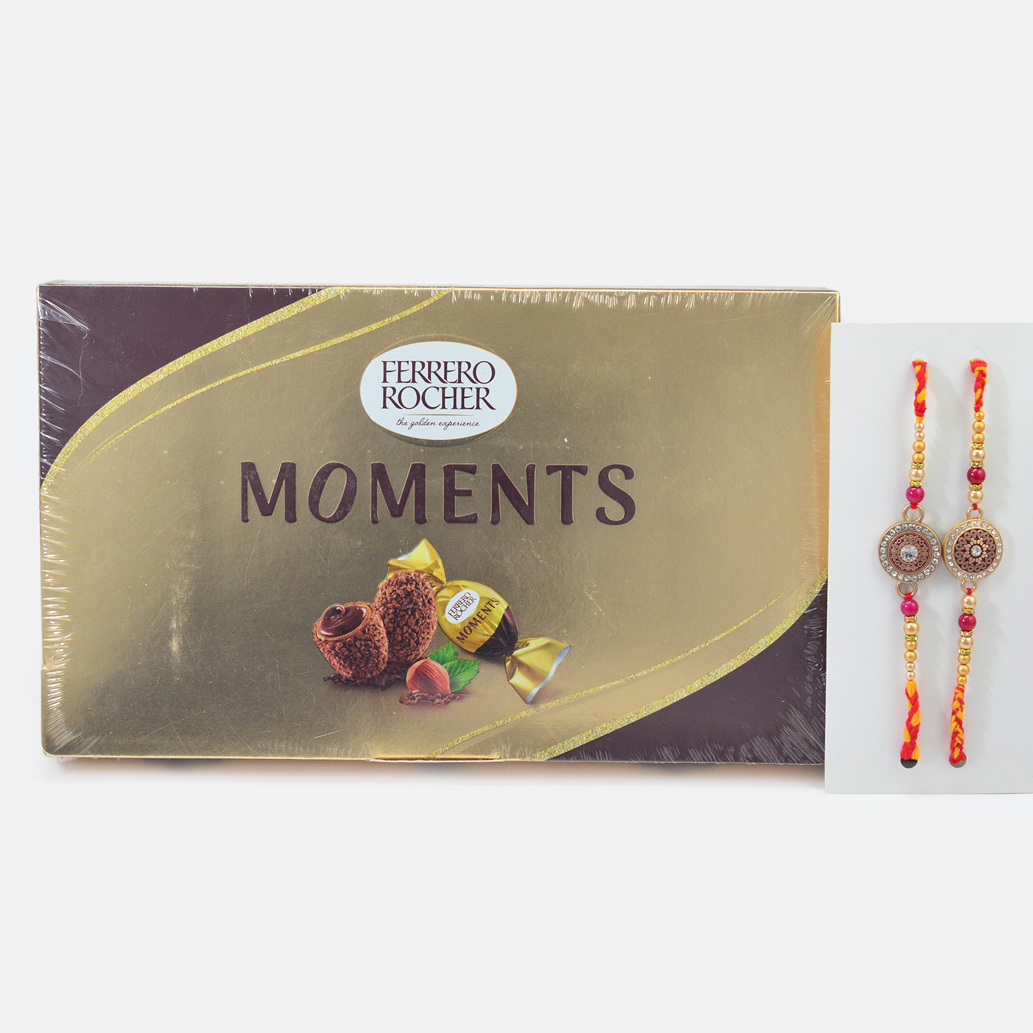 Peal Meenakari Work Rakhis for Brothers with Moments Chocolate By Ferrero Rocher
