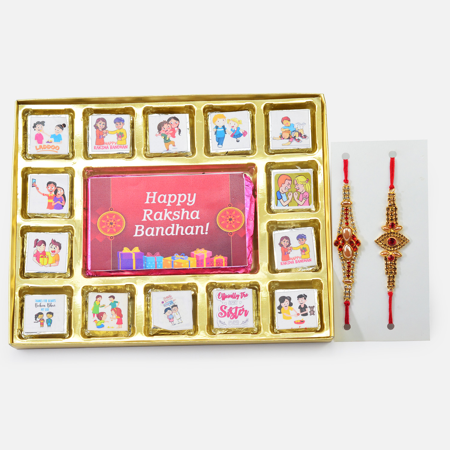 Two Jewel Rakhis for Brother with Tasty Handmade Chocolate 