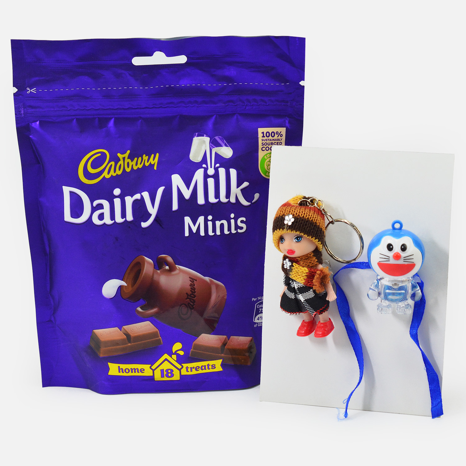 Two Toy Cartoon Kids Rakhis with Dairy Milk Minis Chocolate