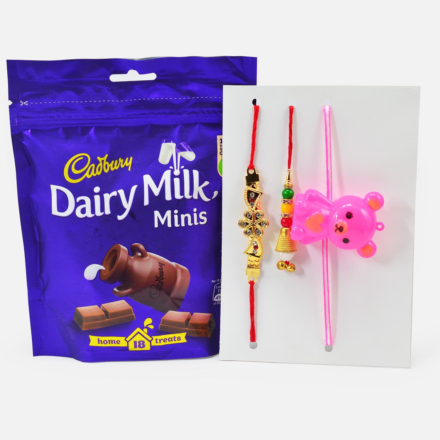 Dairy Milk Minis Chocolate Pack with Family Set of Awesome Rakhis