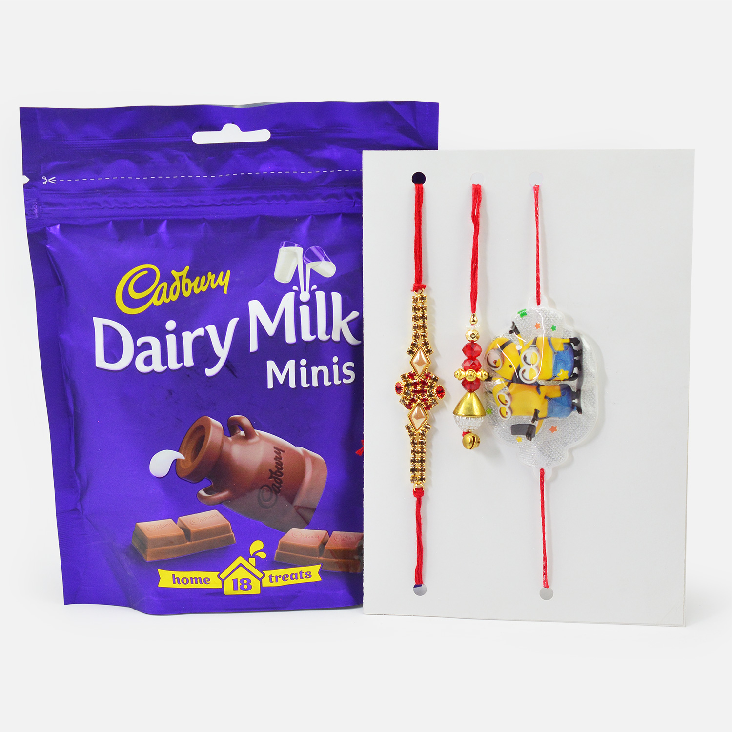 Bhaiya Bhabhi and Kids Rakhi Set with Dairy Milk Minis Chocolate By Cadbury