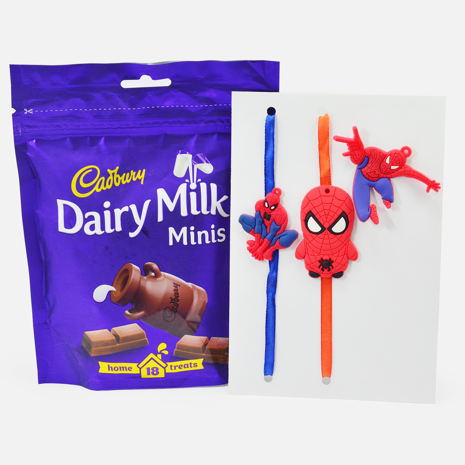 Pack of 18 Chocolates Minis with Special Kids Spiderman Rakhis 