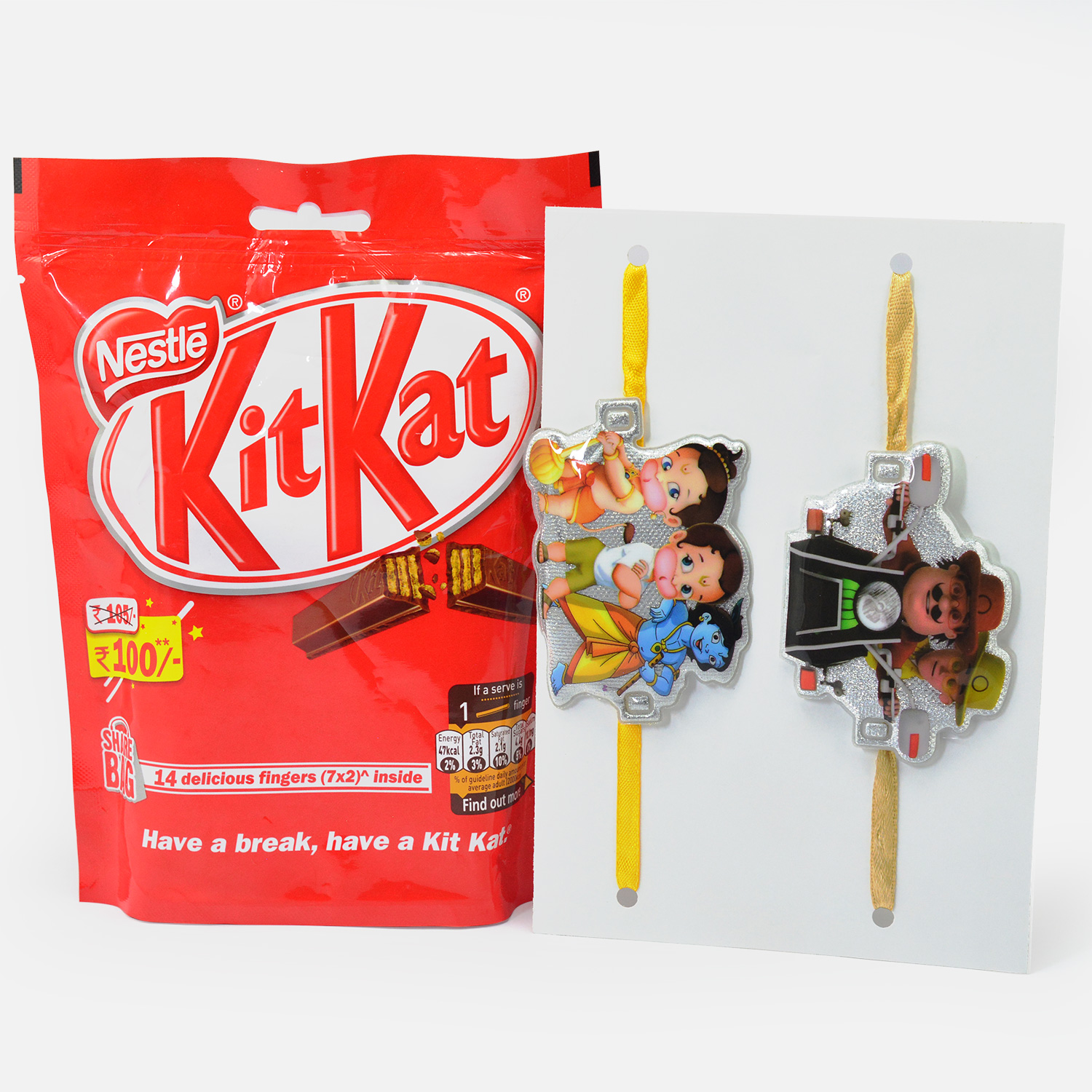Nestle Kitkat Chocolates Pack with Cartoon Designed Rakhis for Kids